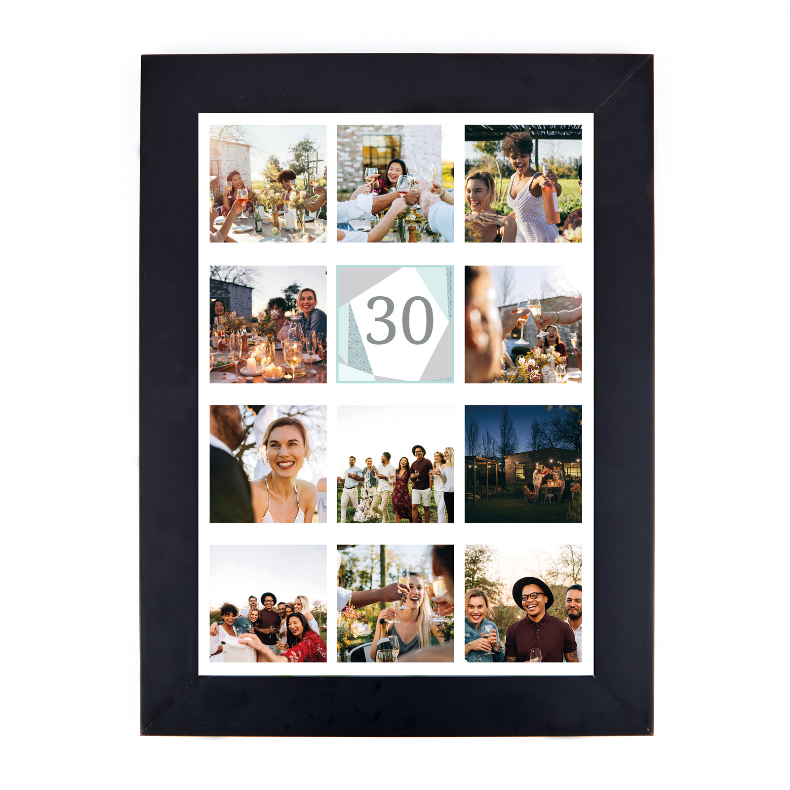 Personalised 30th Milestone Age Photo Print - Geometric Mint