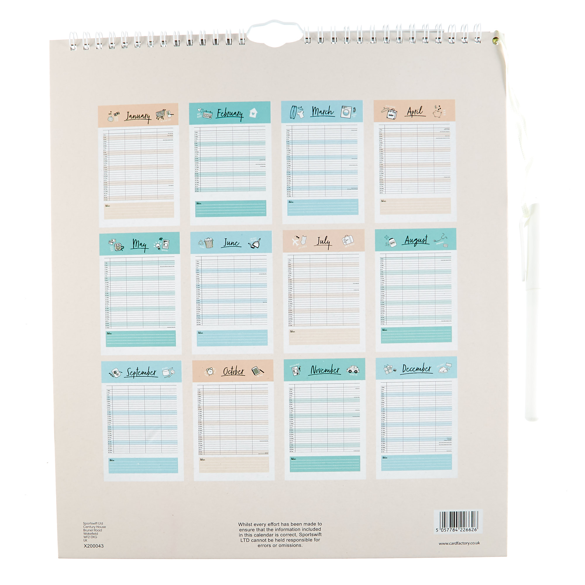 Let's Get Organised 20201 Calendar with Pen