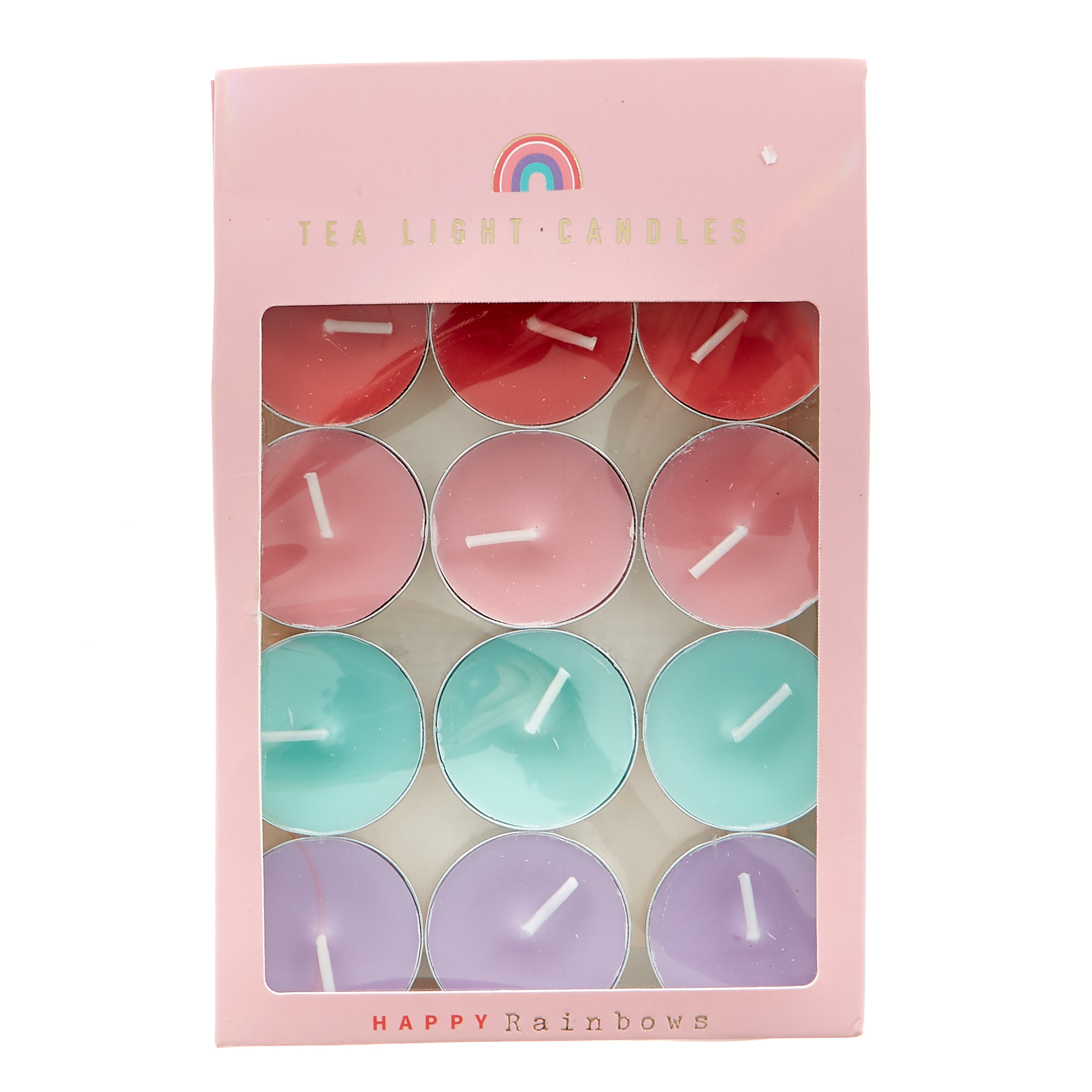 Happy Rainbows Tea Light Candles - Pack Of 12