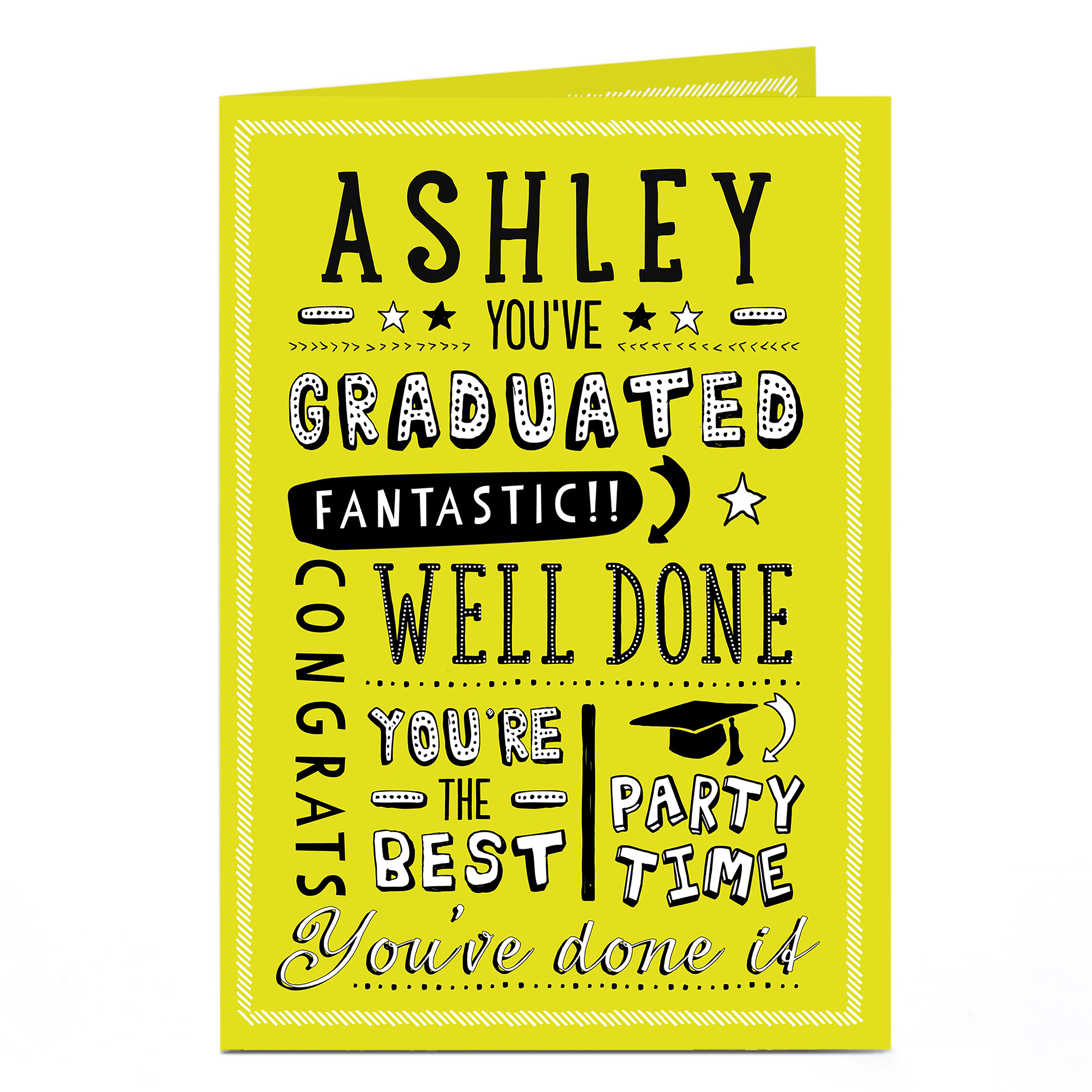 Personalised Graduation Card - Black, White & Yellow