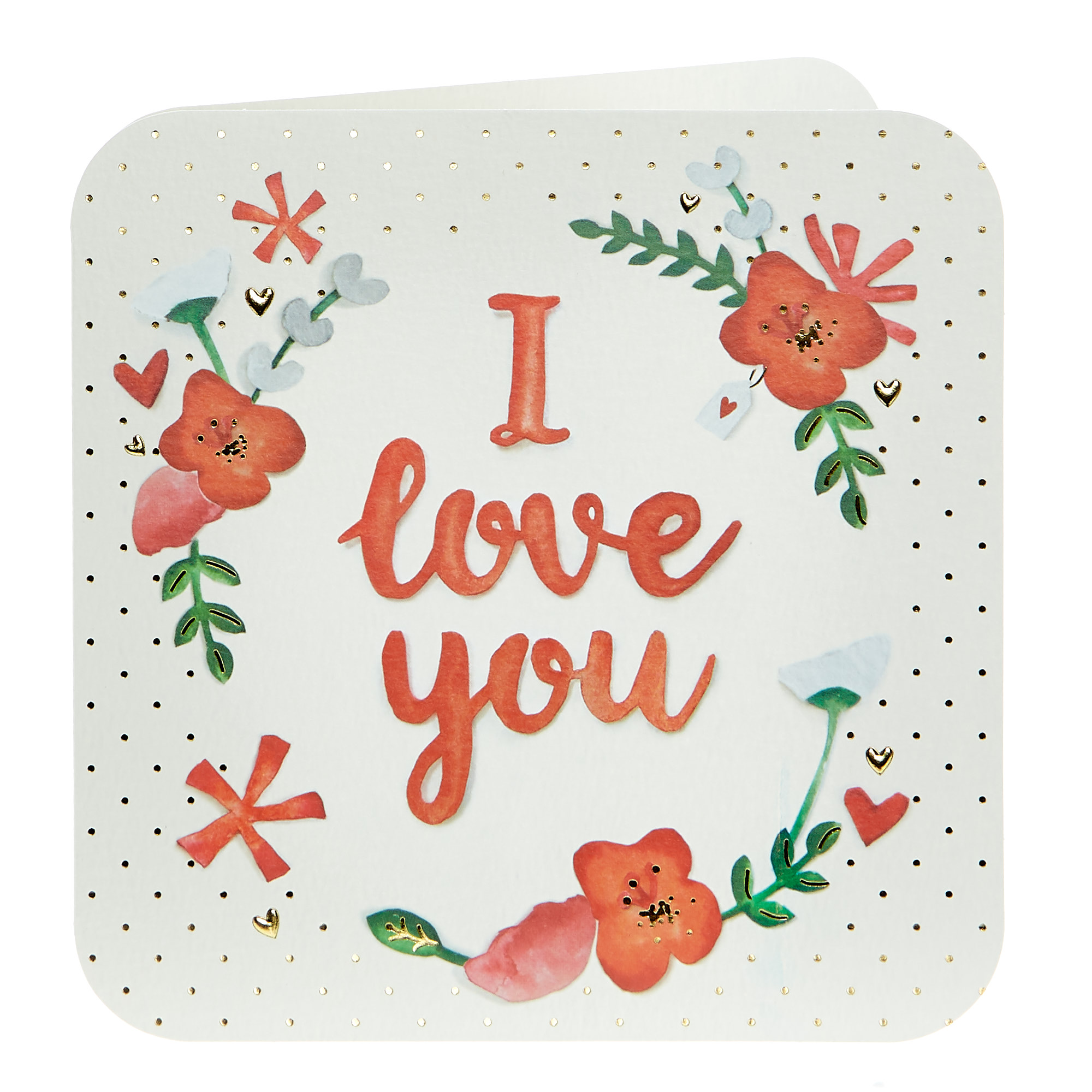 Valentine's Day Card - I Love You Red Flowers 