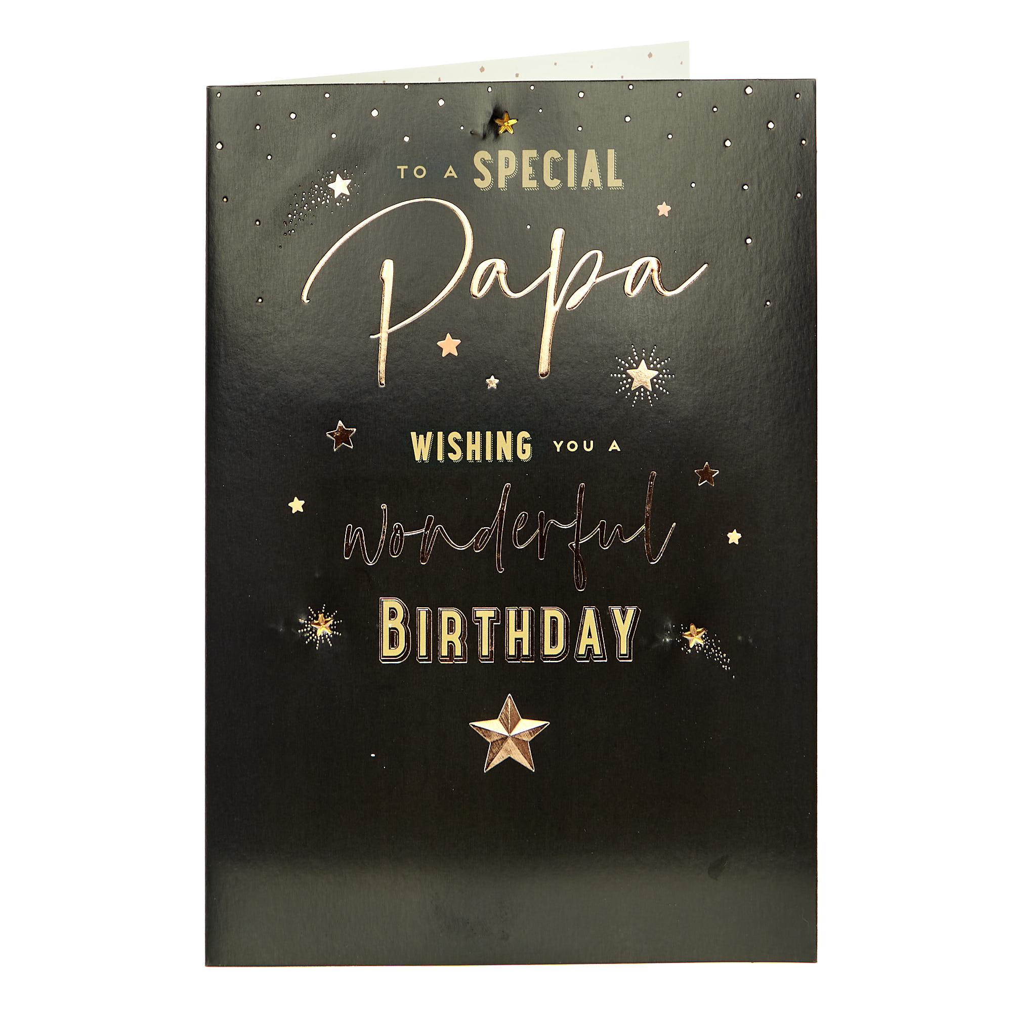 Papa Special & Wonderful Black & Bronze Birthday Card
