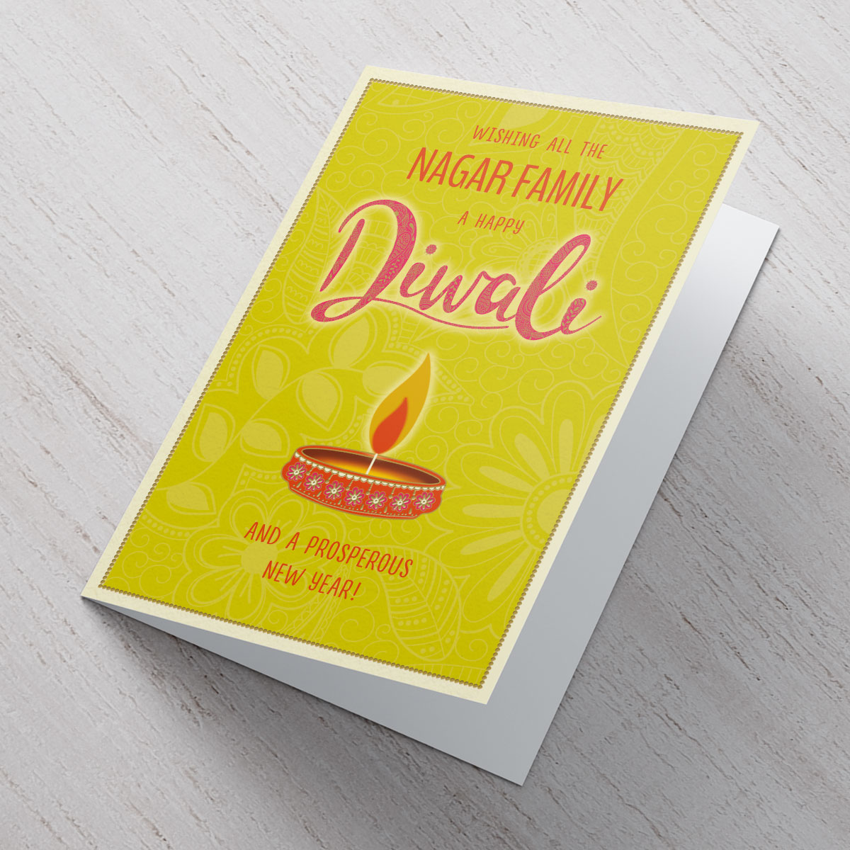 Personalised Diwali Card - Green Tea Light