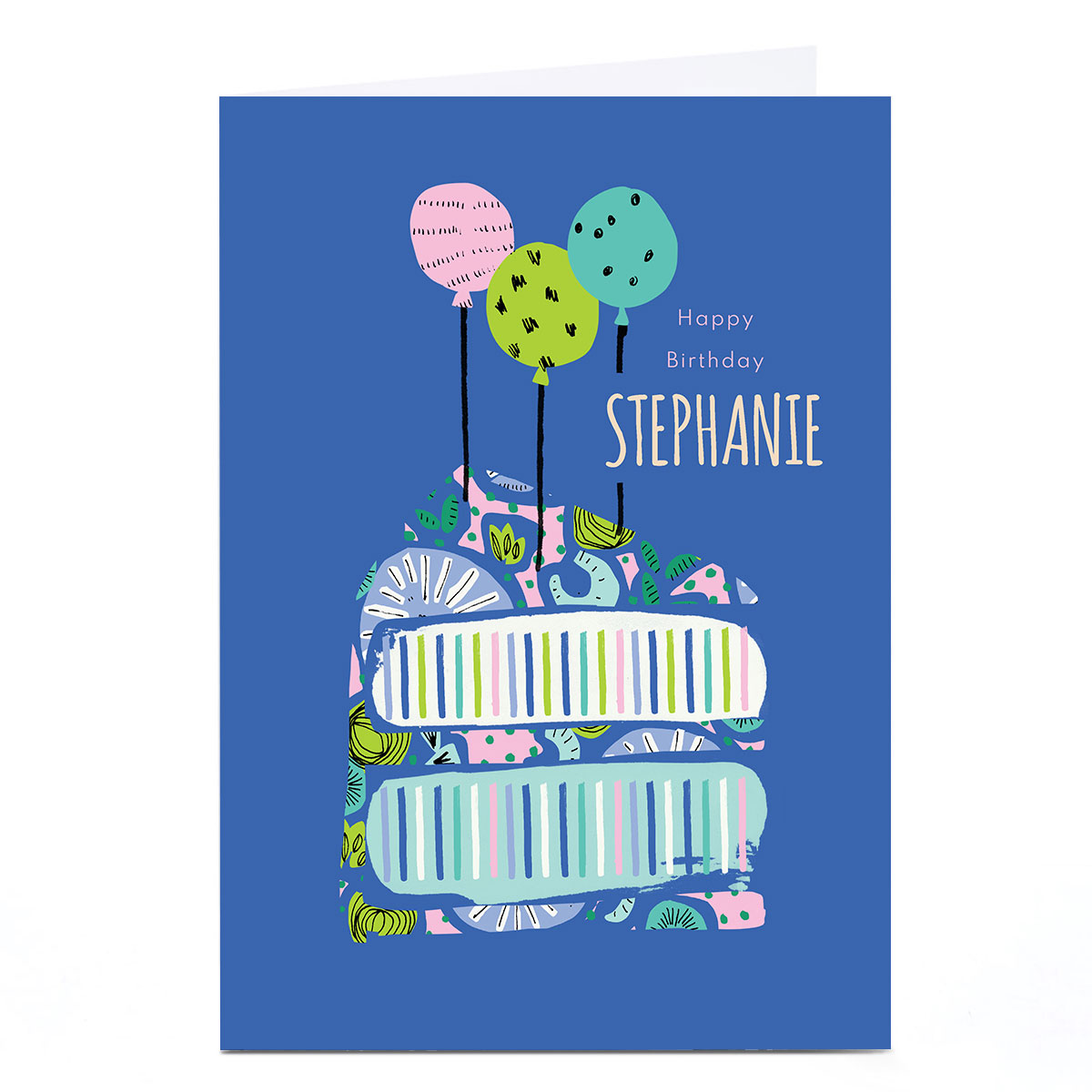 Personalised Rebecca Prinn Birthday Card - Blue Balloons