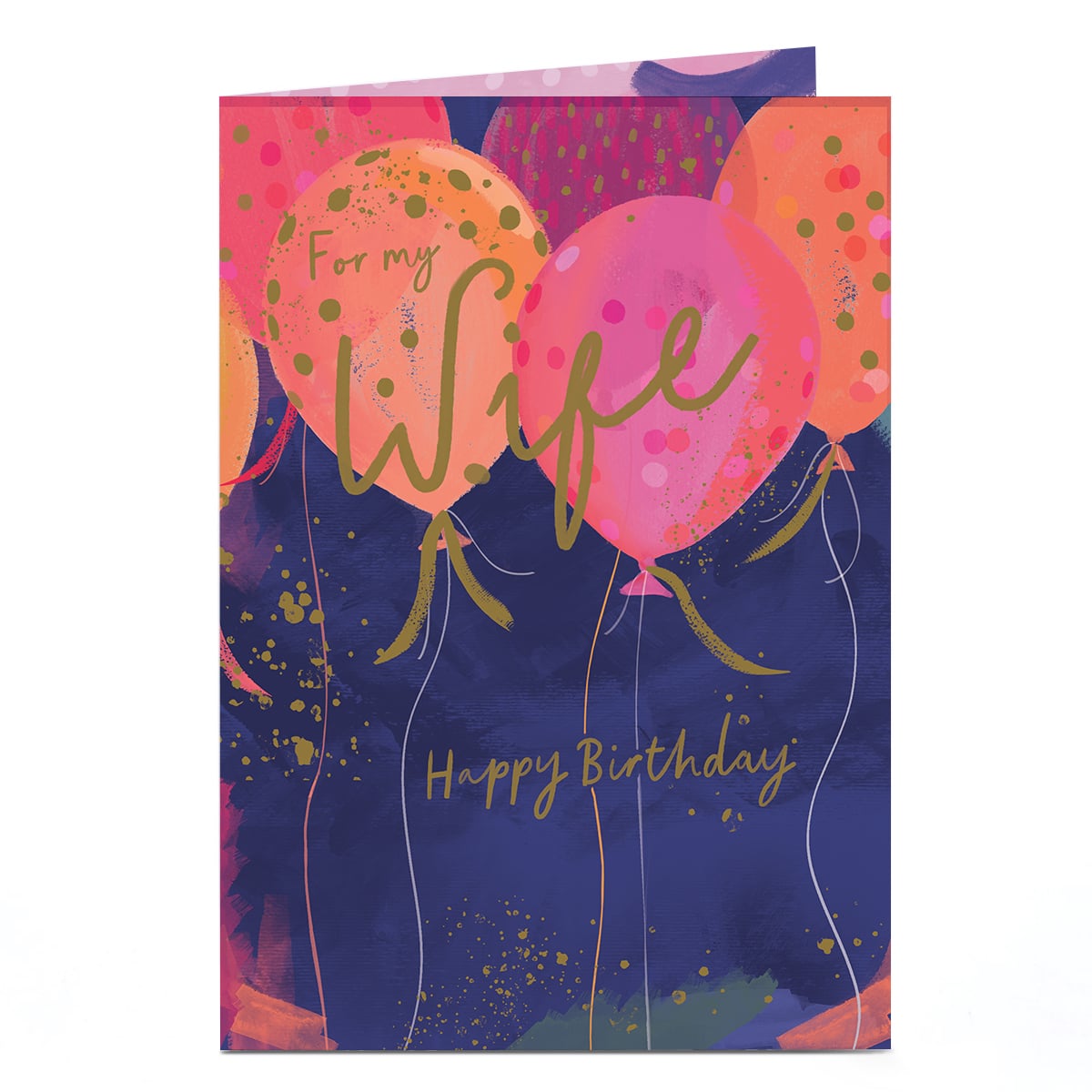Birthday Card - Abstract Pink Orange Balloons, Wife