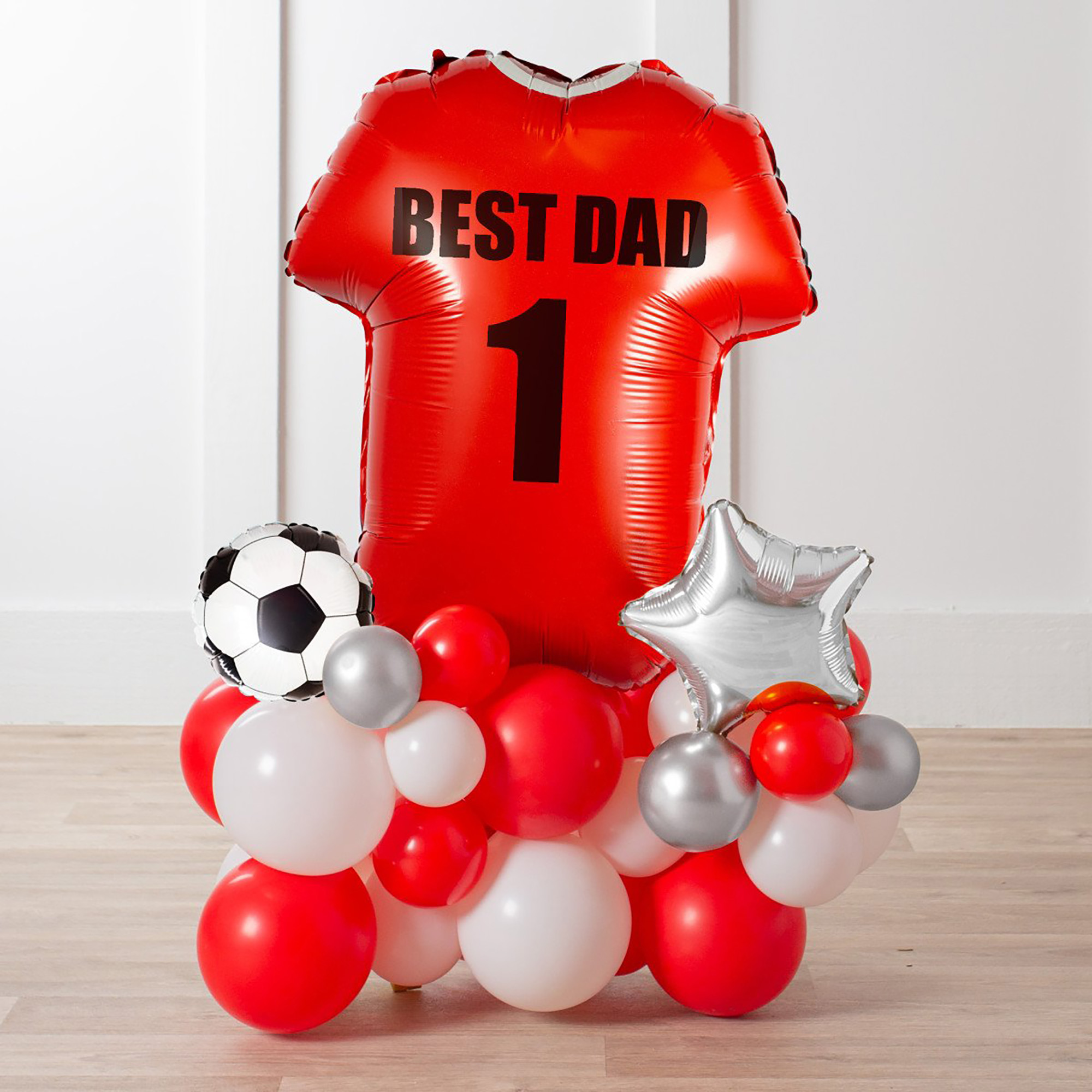 Personalised Red Football Shirt Balloon Stack - Delivered Inflated!