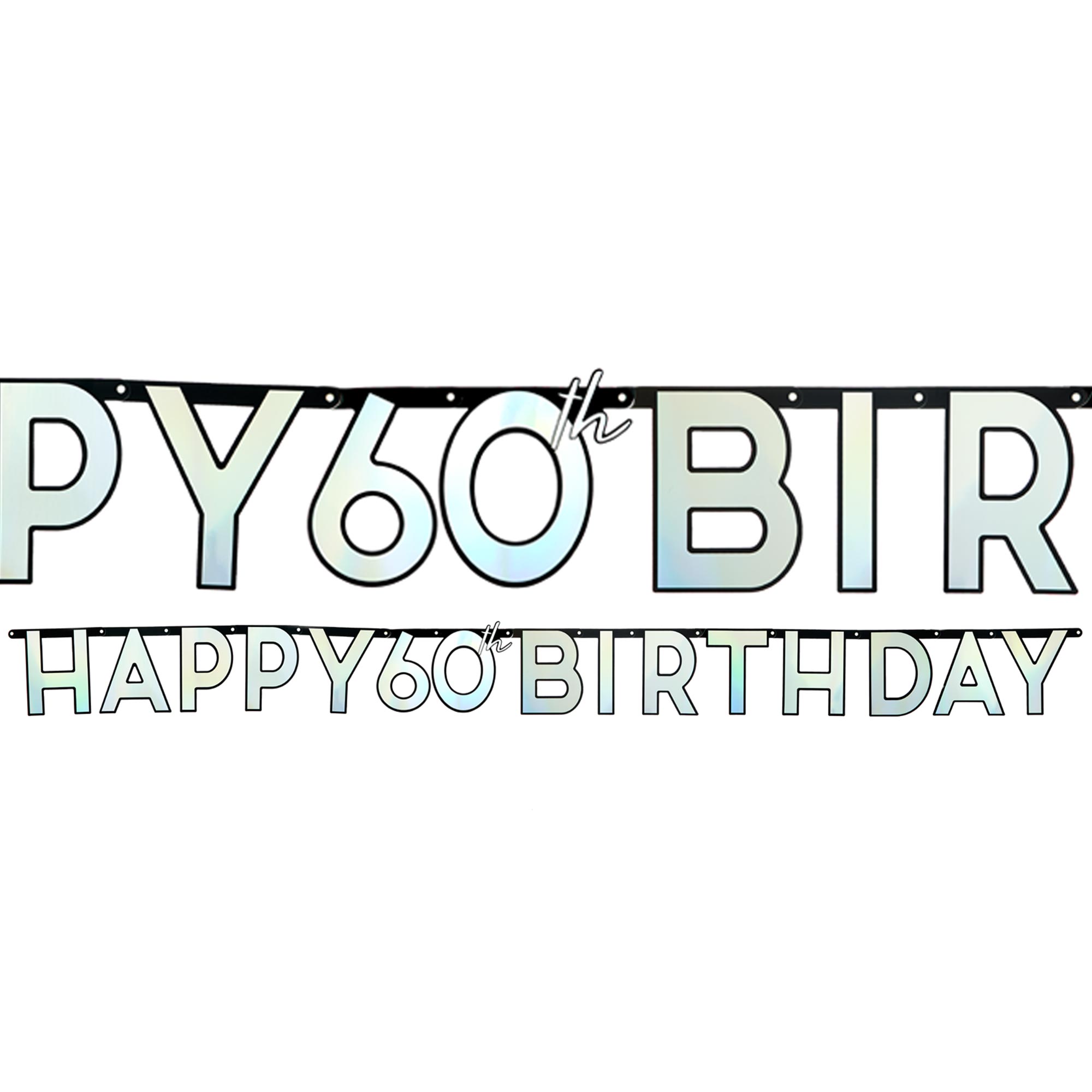 Black & Silver 60th Birthday Letter Banner
