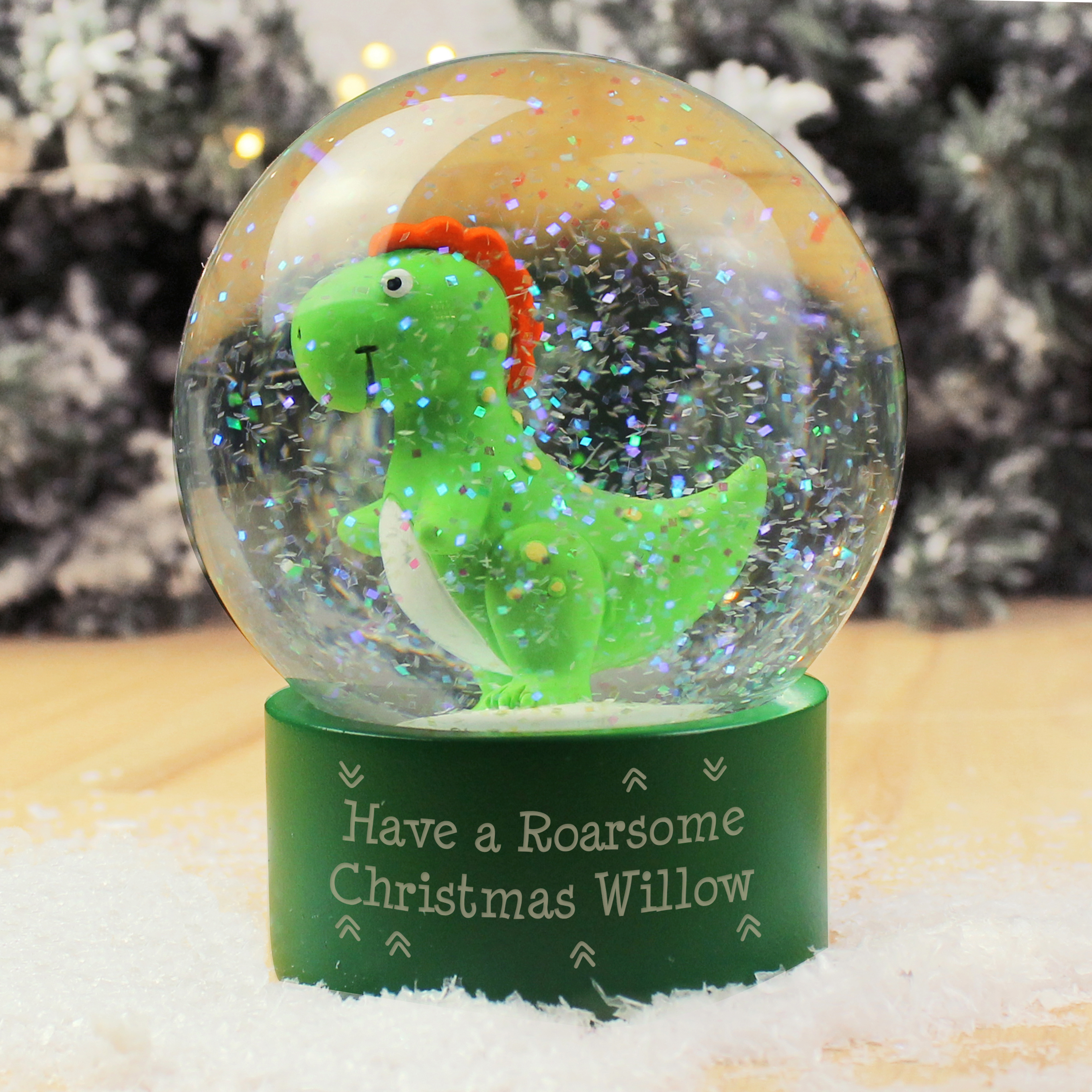Personalised Dinosaur Snow Globe