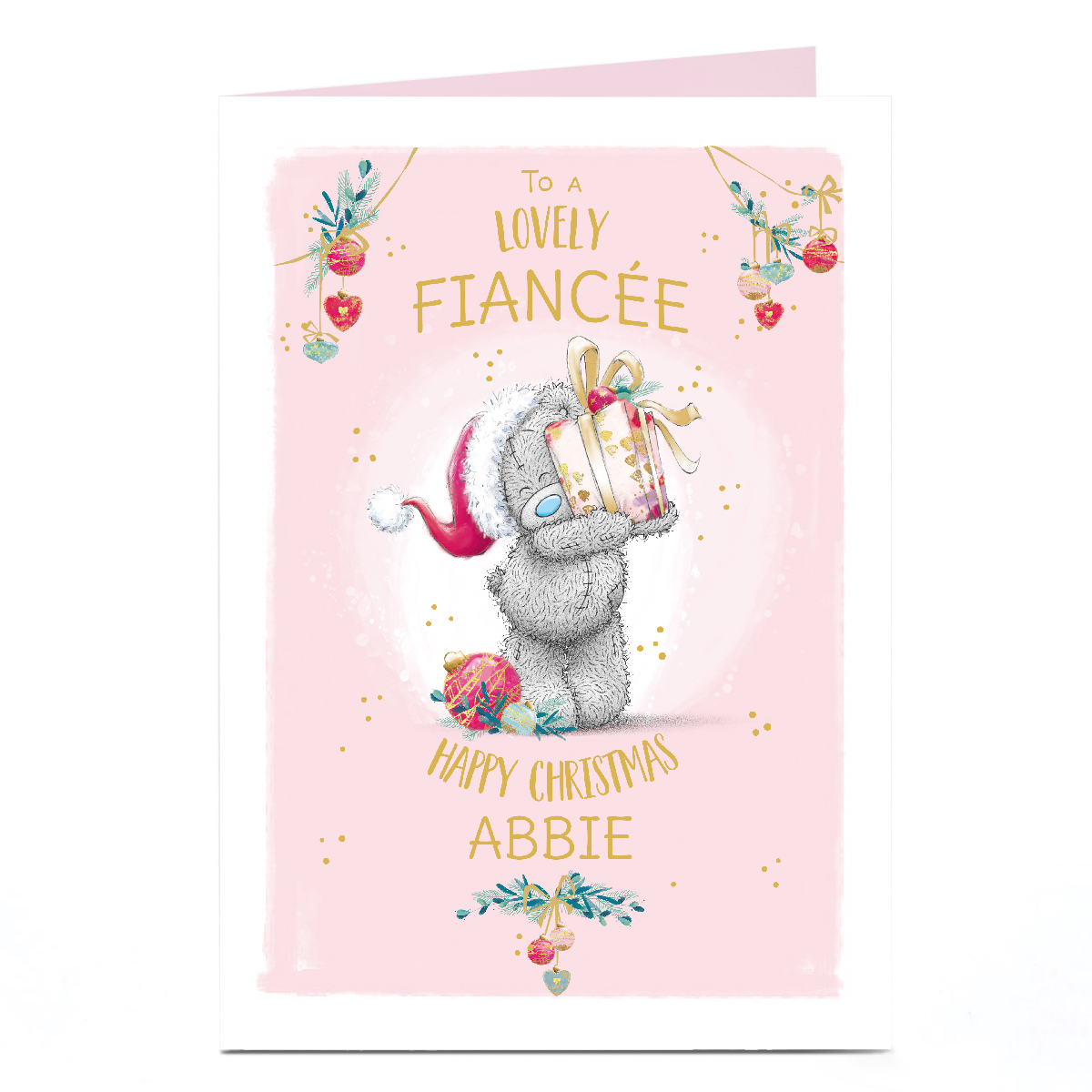 Personalised Tatty Teddy Christmas Card - Lovely Fiancee