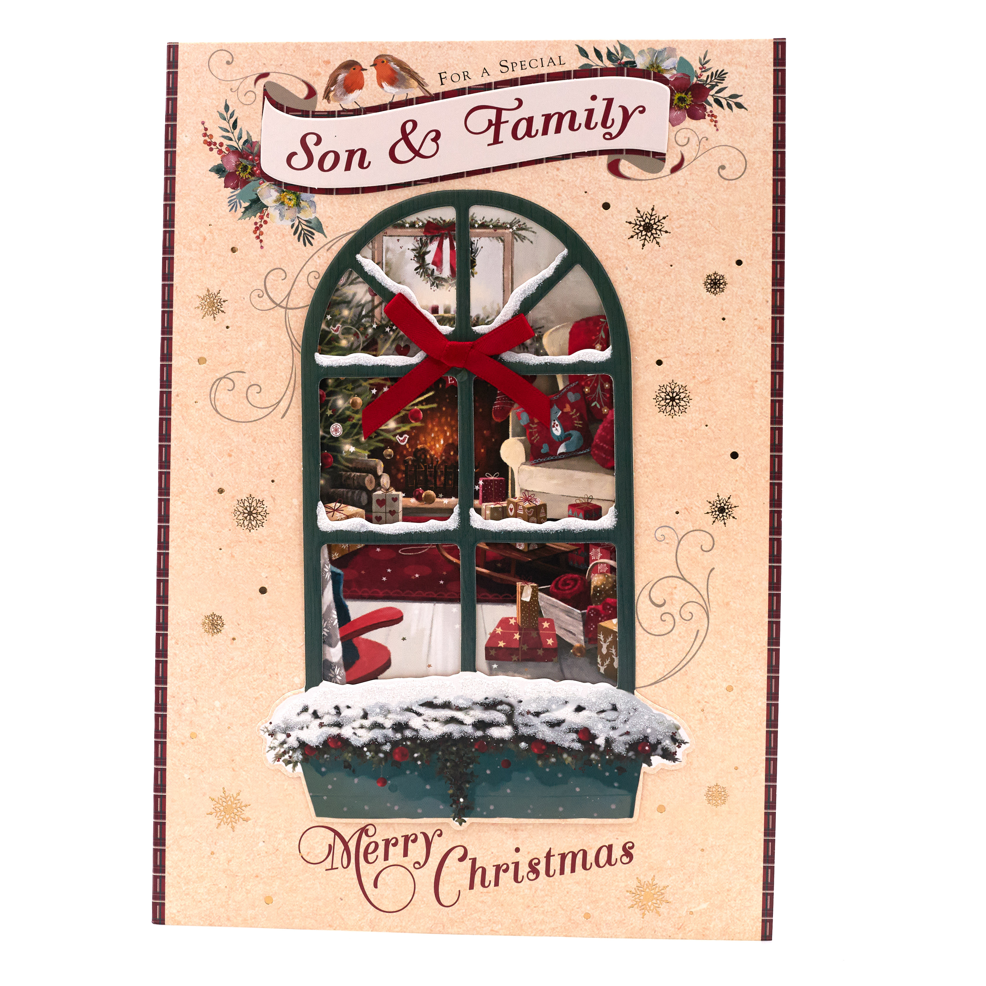 Christmas Card - Son And Family, Christmas Window Scene