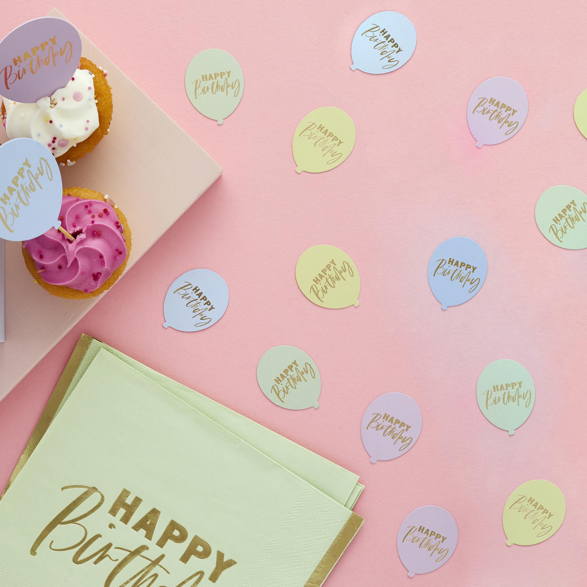 Pastel Happy Birthday Balloon Shaped Table Scatter