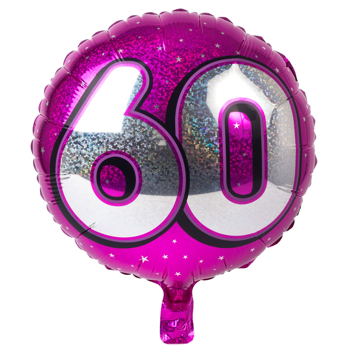 Holographic Pink Age 60 Foil Helium Balloon