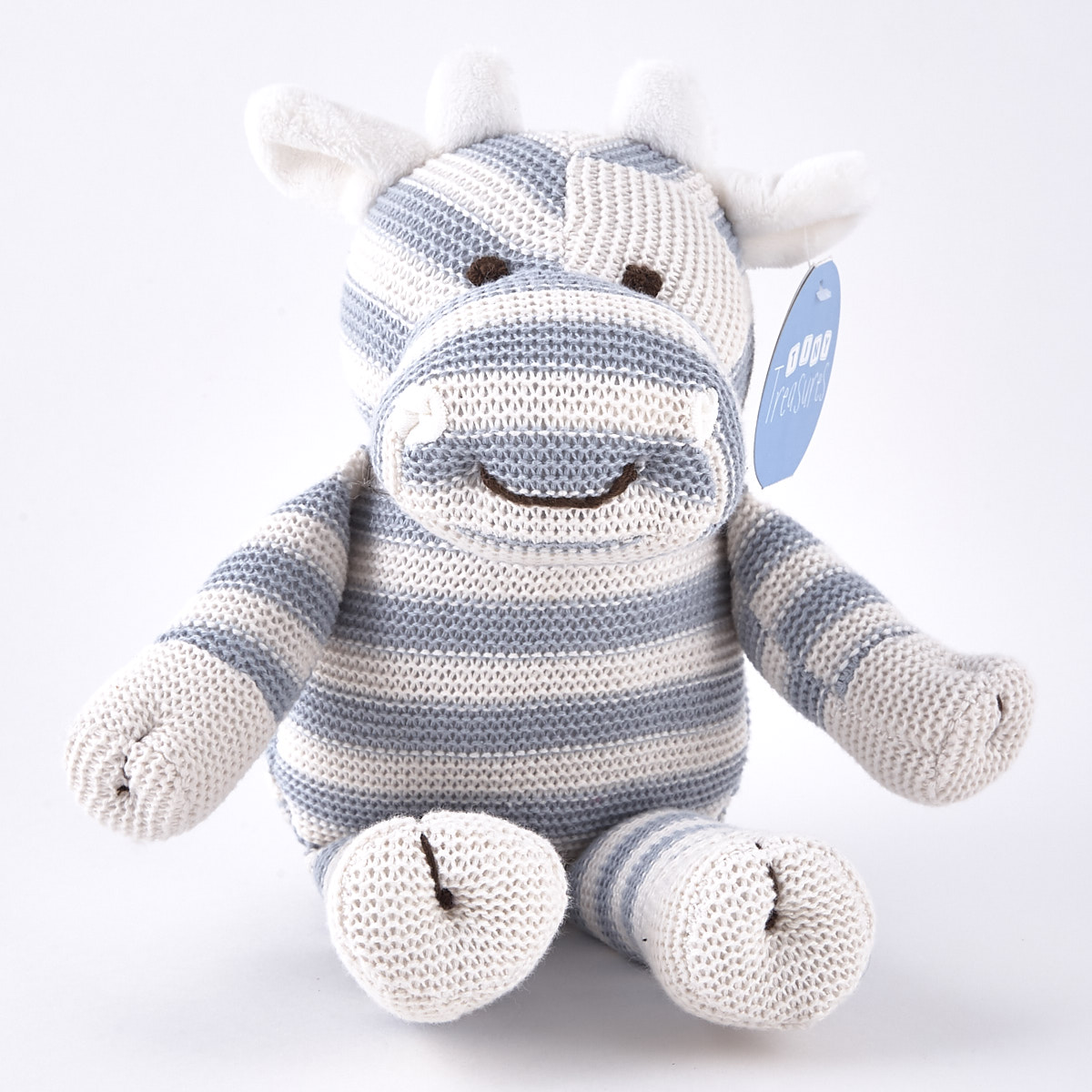 Tiny Treasures Striped Blue & White Cow Plush