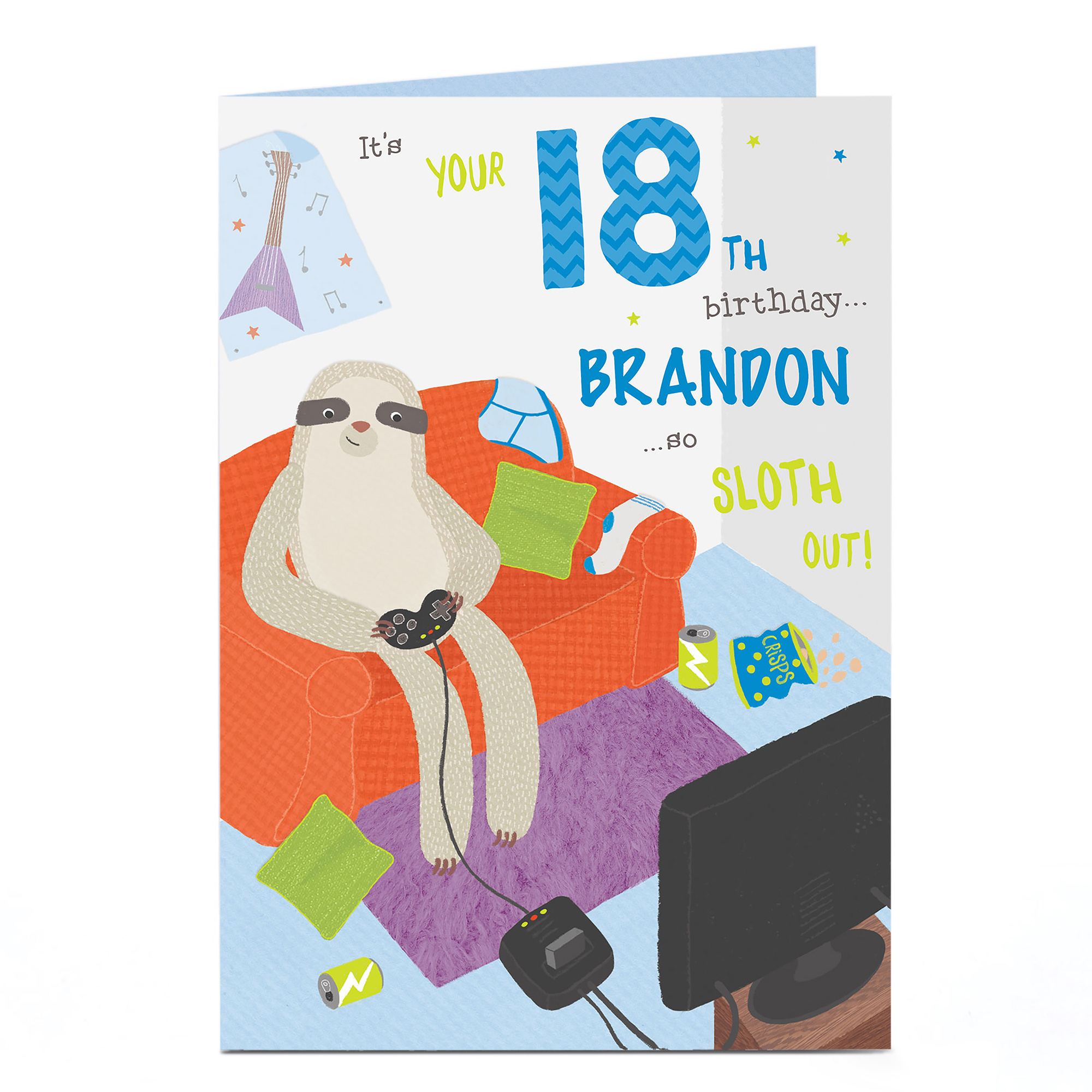 Personalised 18th Birthday Card - Sloth Out
