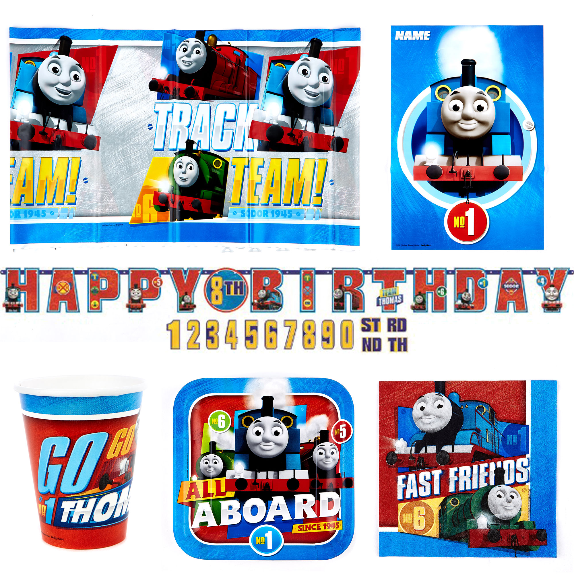 Thomas the Tank Engine Party Tableware & Decoration Bundle - 16 Guests