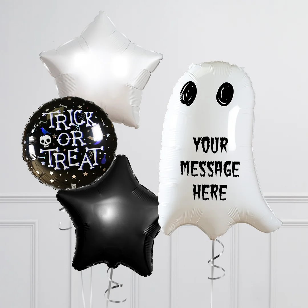 Personalised Ghost Foil Bouquet - Delivered Inflated!