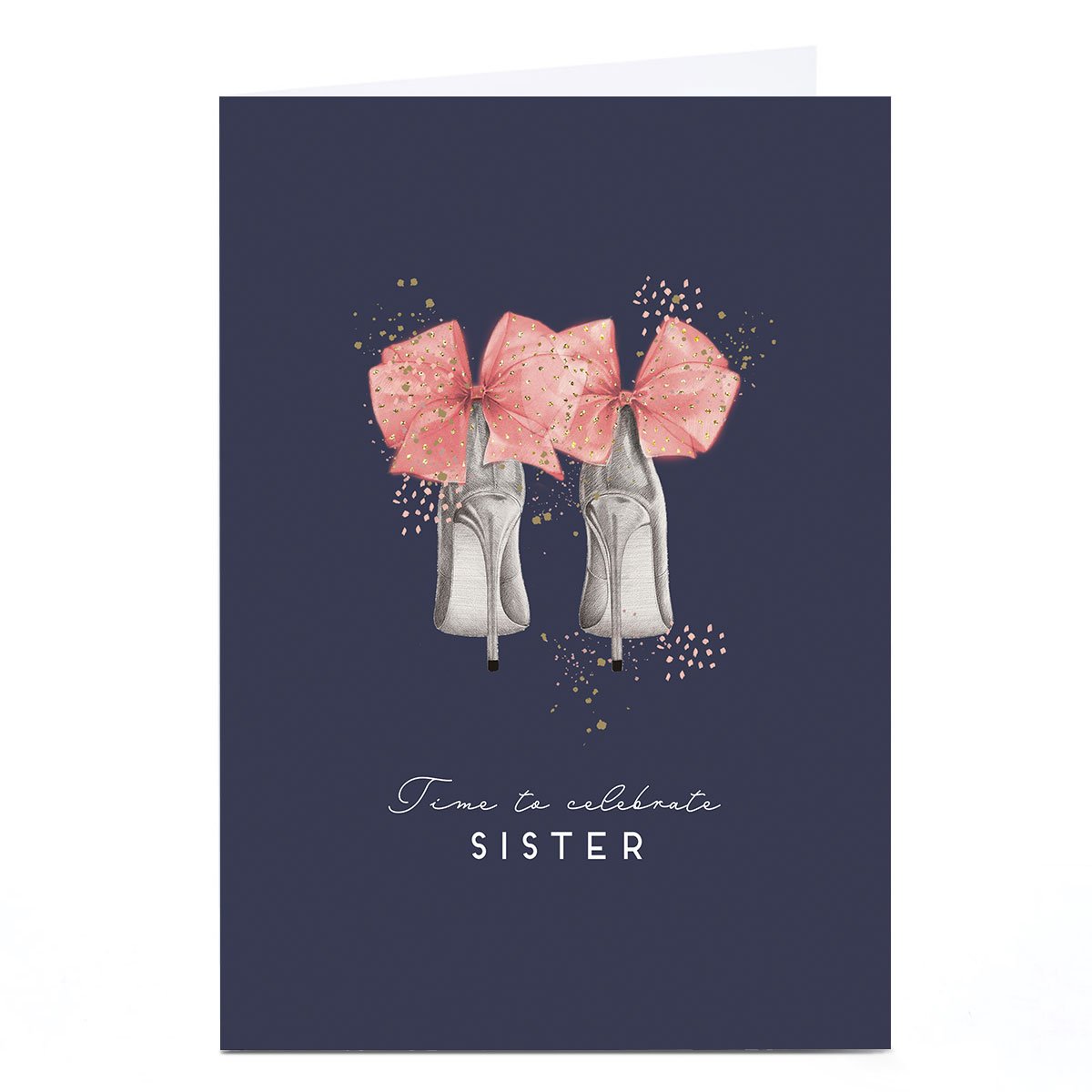Personalised Birthday Card - Sparkle and Bows High Heels, Sister