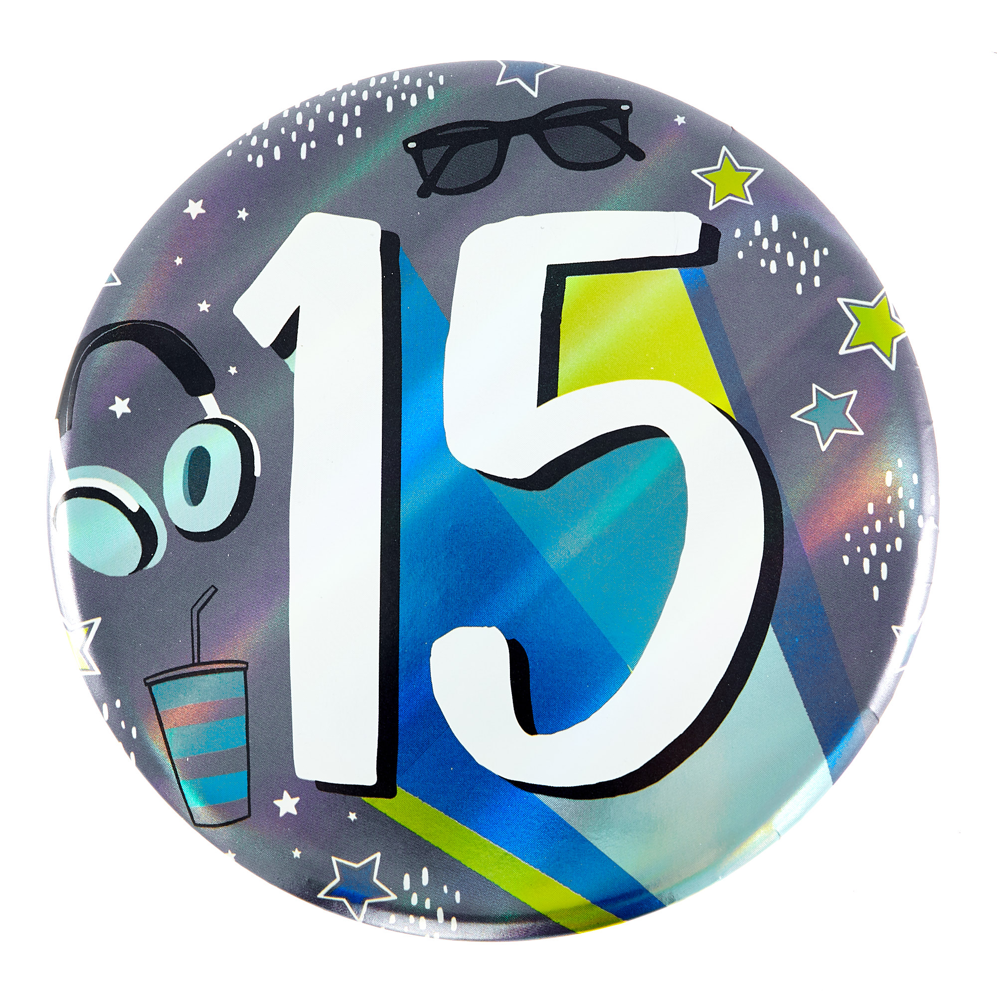 Giant 15th Birthday Badge - Blue