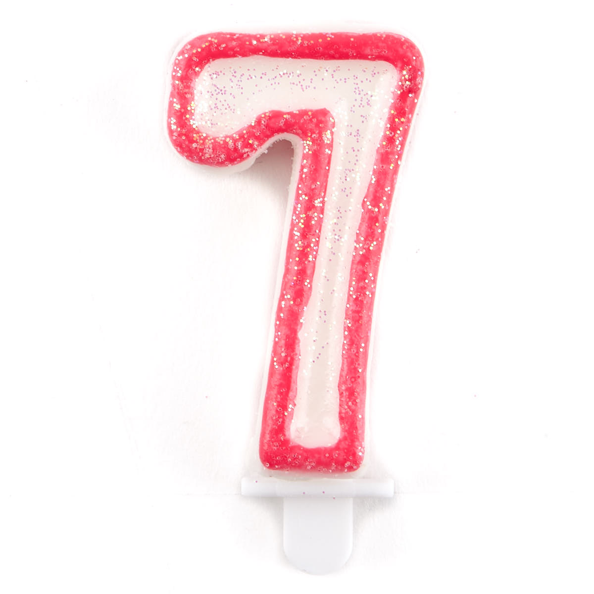 Pink Glittery Number 7 Birthday Candle