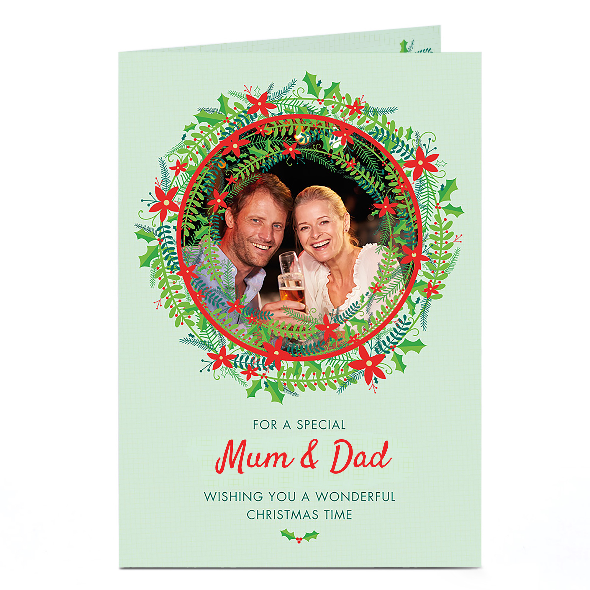 Photo Christmas Card - Wreath Mum & Dad