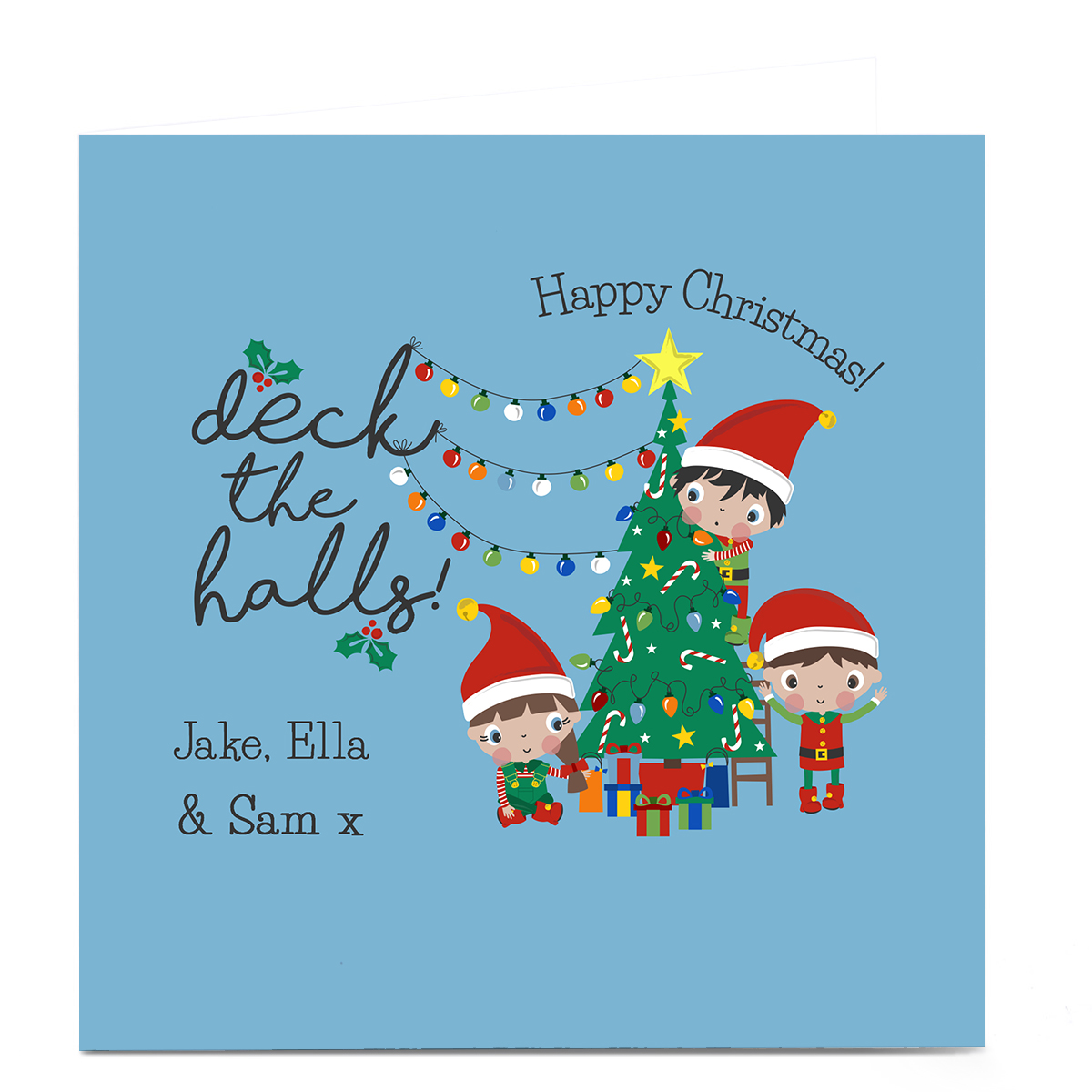 Personalised Rachel Griffin Christmas Card - Deck The Halls