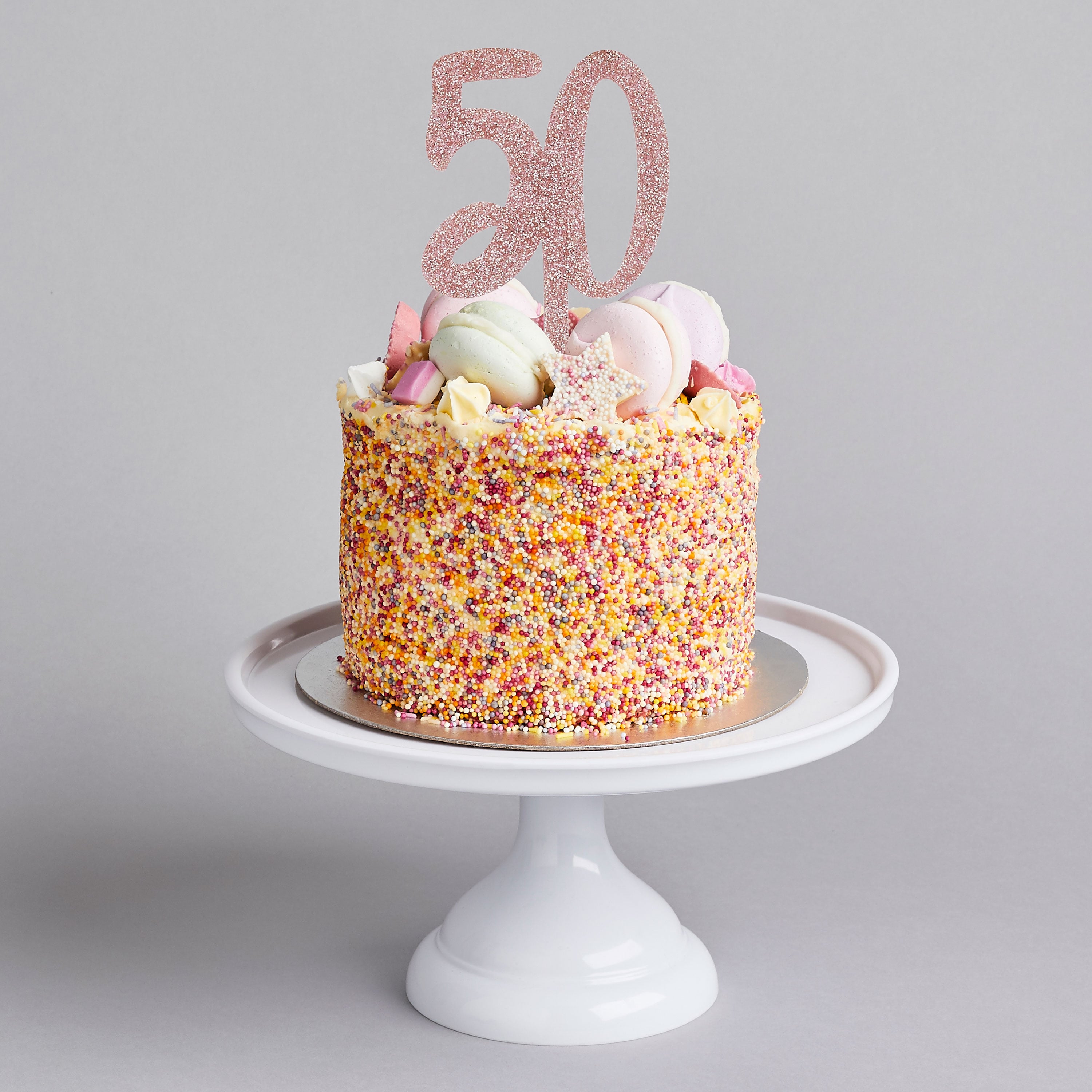Metallic Rose Gold Number 50 Glitter Acrylic Cake Topper