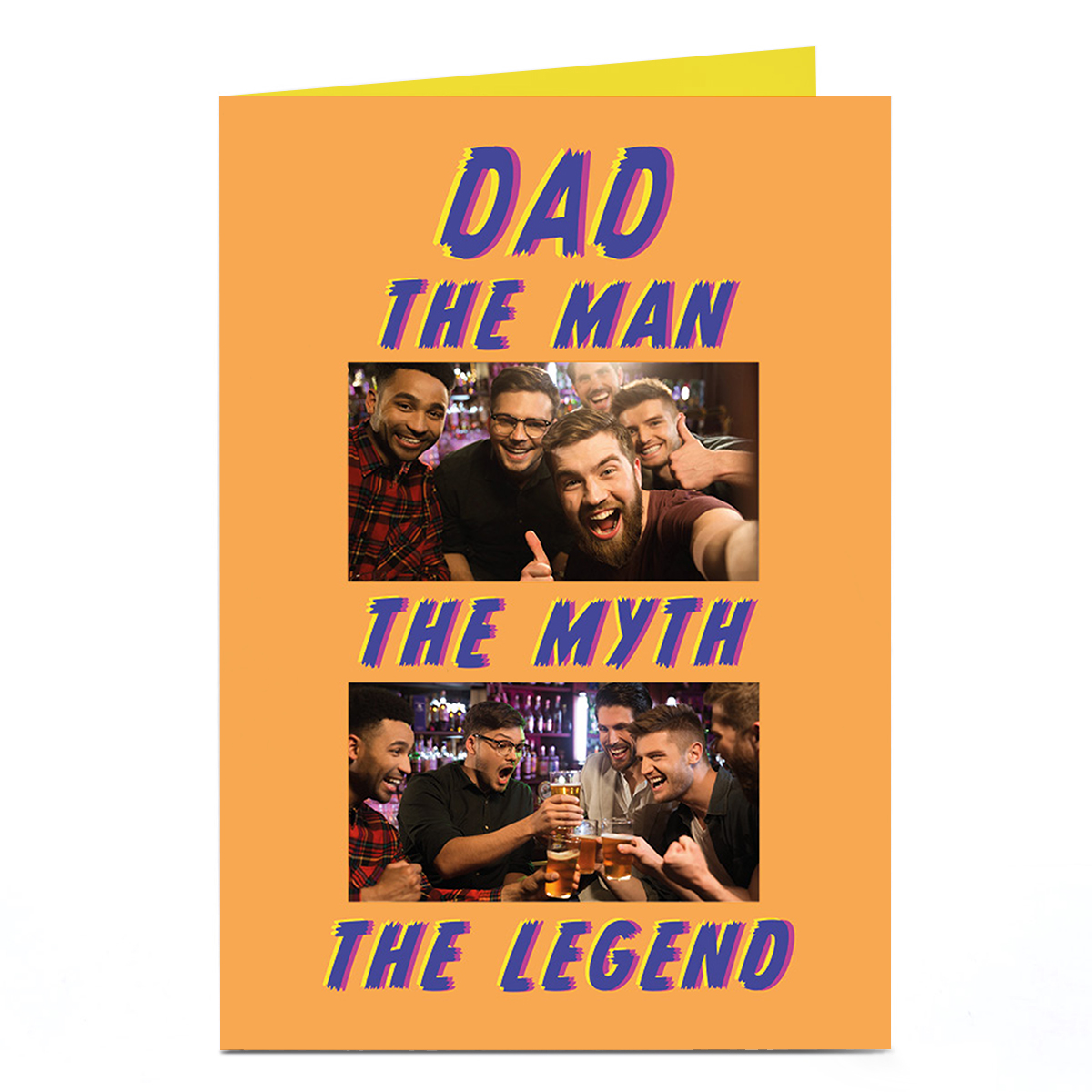Personalised Father's Day Photo Card - Dad The Man The Myth The Legend Orange