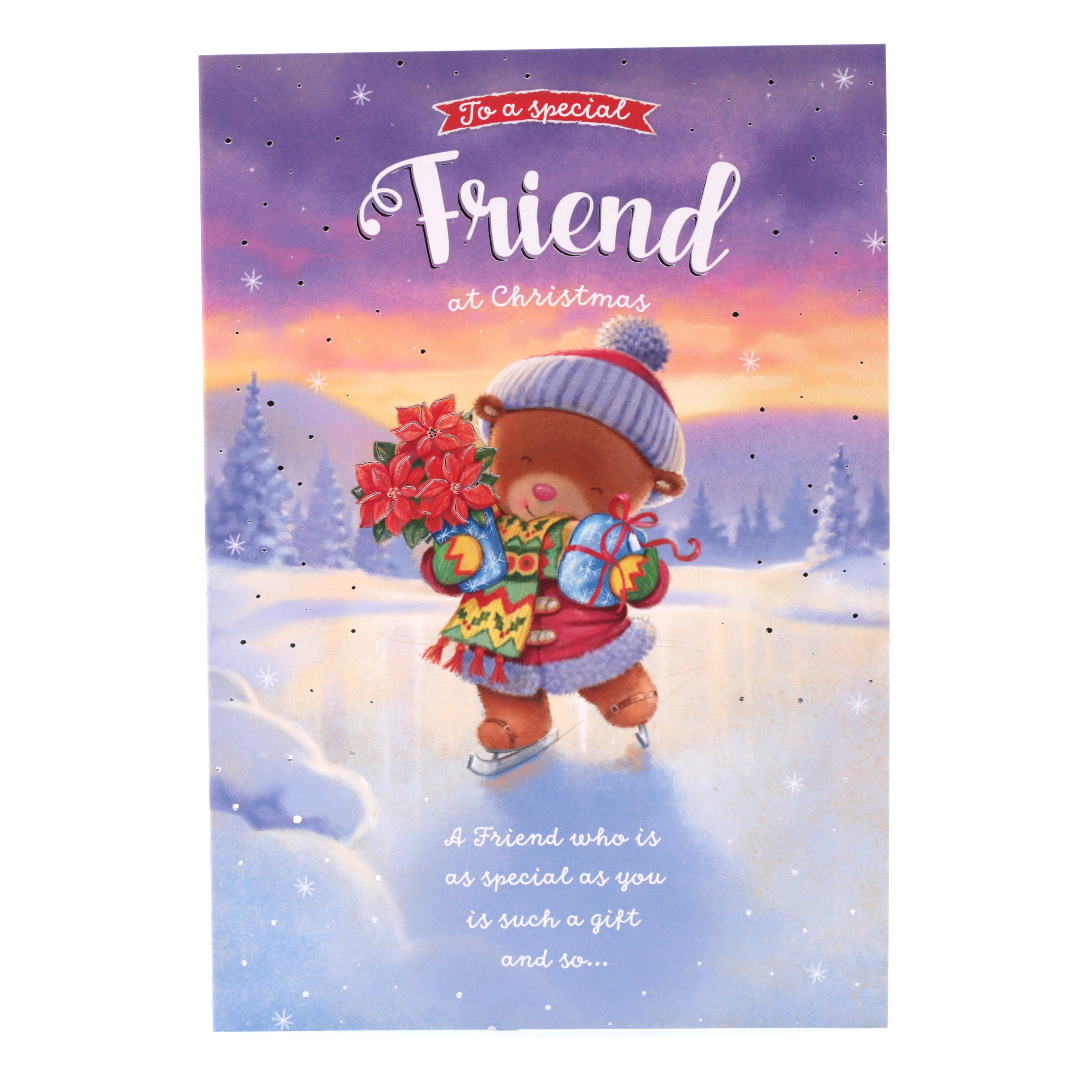 Christmas Card - Special Friend, Bear On Ice Skates