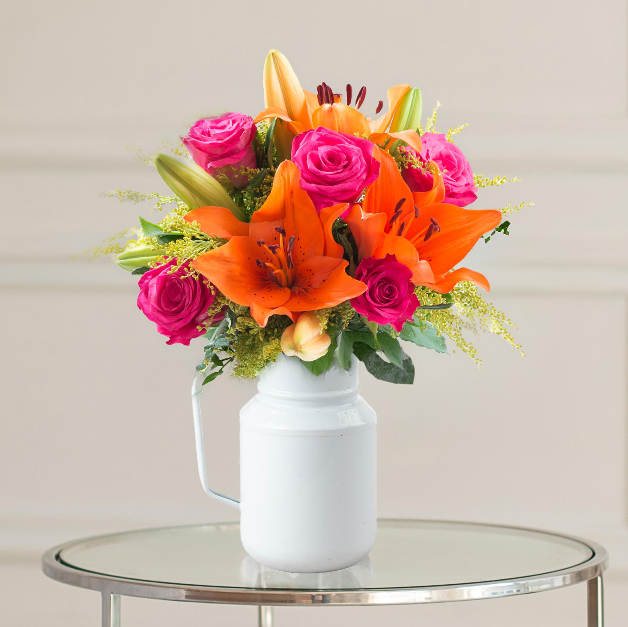 Cheerful Lily & Rose Flower Bouquet