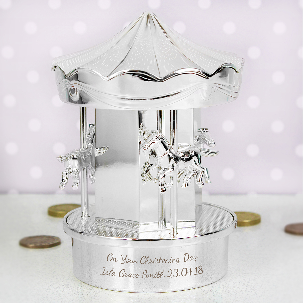 Personalised Carousel Money Box - Any Message