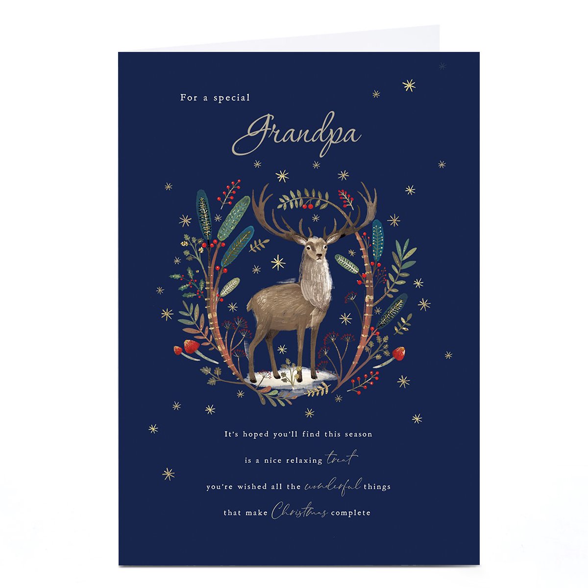 Personalised Christmas Card - Stag in Forest, Grandpa