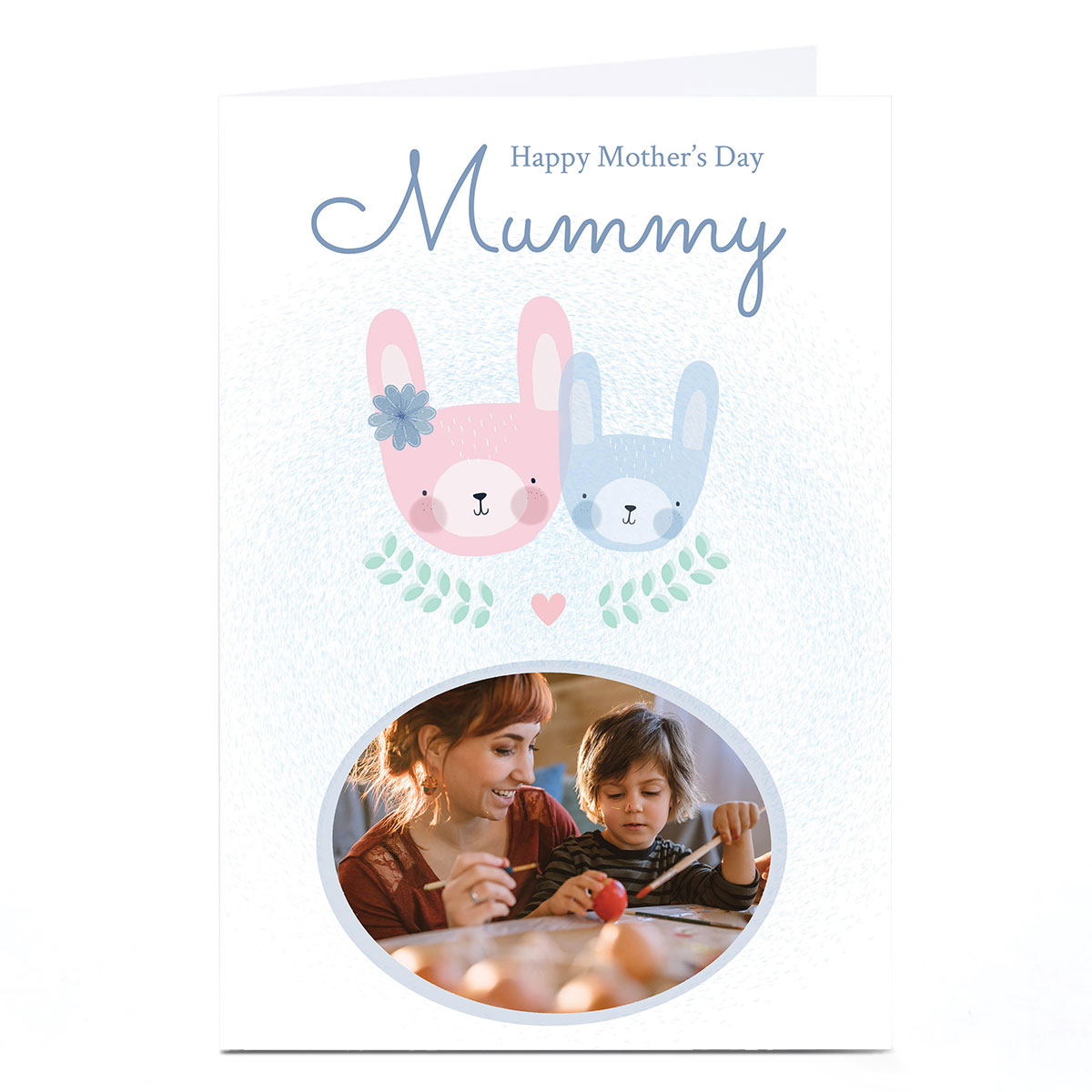 Photo Juniper & Rose Mother's Day Card - Mummy, Pink & Blue Bunnies