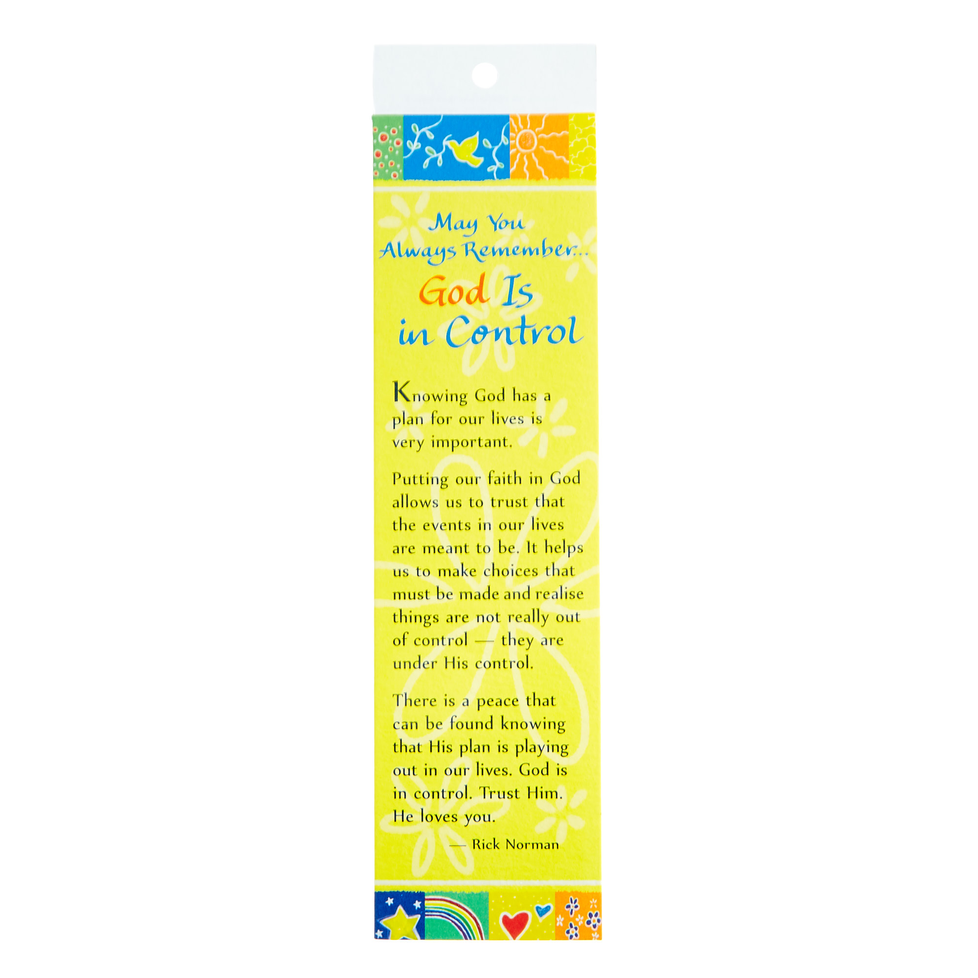 Blue Mountain Arts Bookmark - God Is In Control 