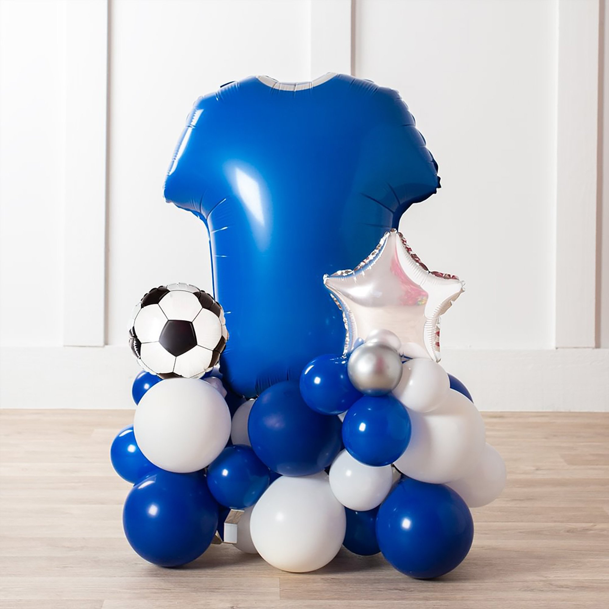 Personalised Blue Football Shirt Balloon Stack - Delivered Inflated!