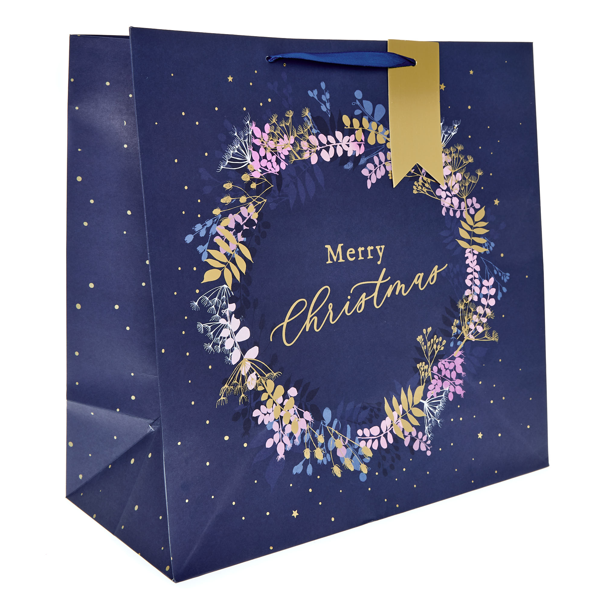 Giant Square Merry Christmas Wreath Gift Bag
