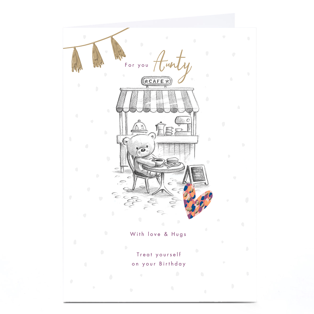 Hugs Birthday Card - Cafe Treats Yourself, Aunty