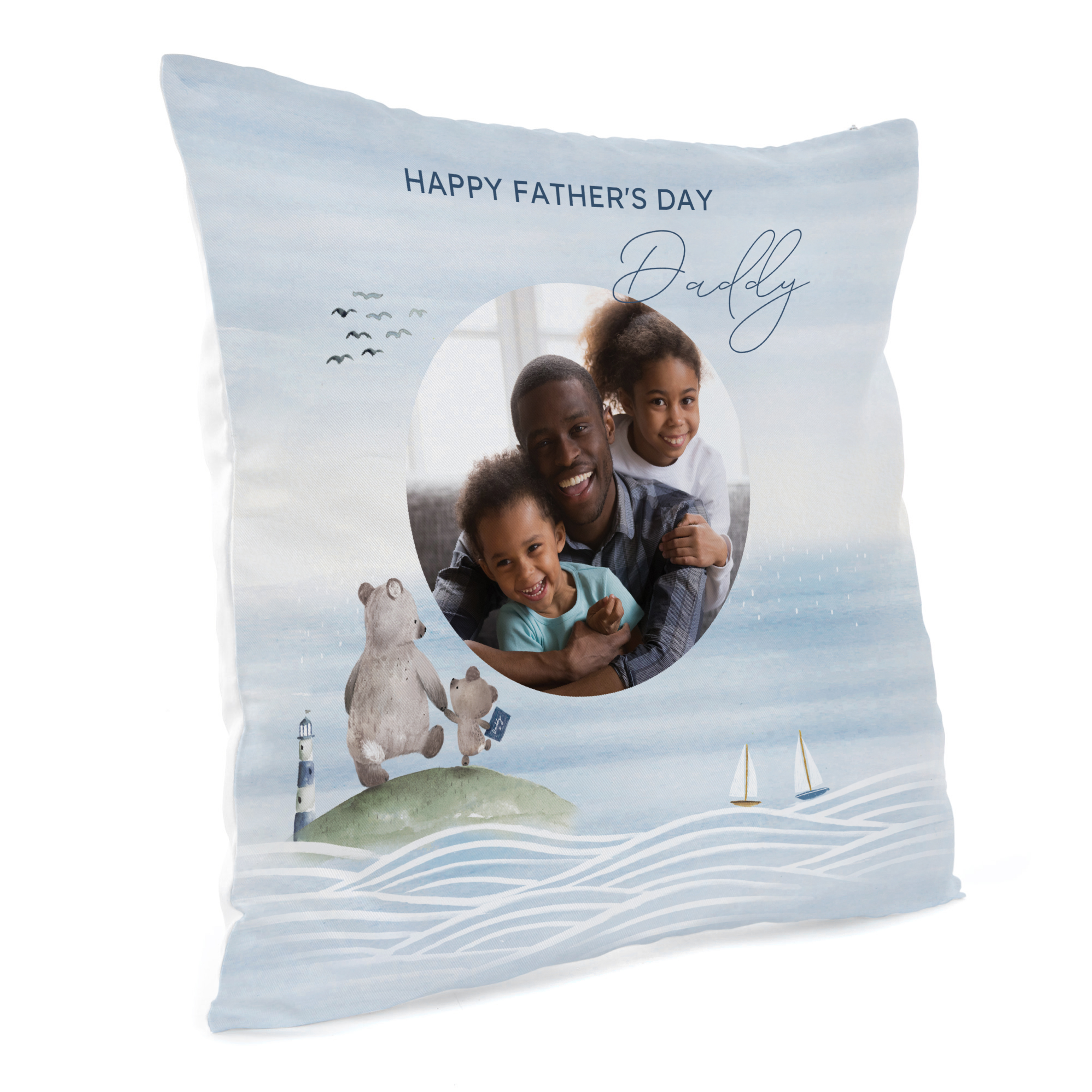 Personalised Photo Father's Day Cushion - Daddy and Little Bear