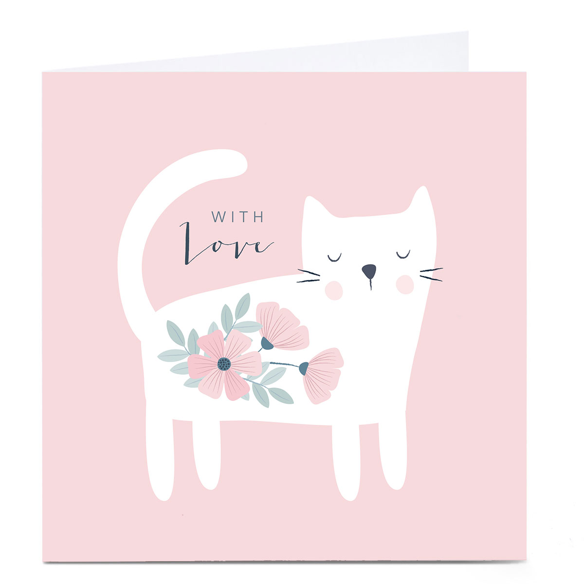 Personalised Klara Hawkins Card - With Love, Floral Cat