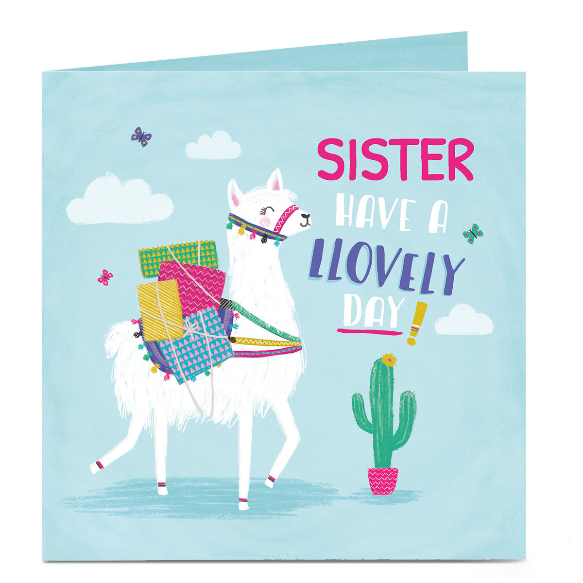 Personalised Birthday Card- Lovely Llama, Sister