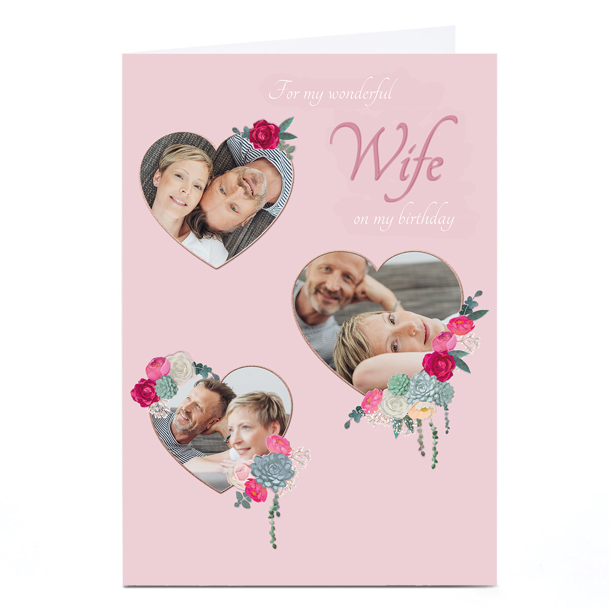 Photo Kerry Spurling Card - Pink Floral Hearts