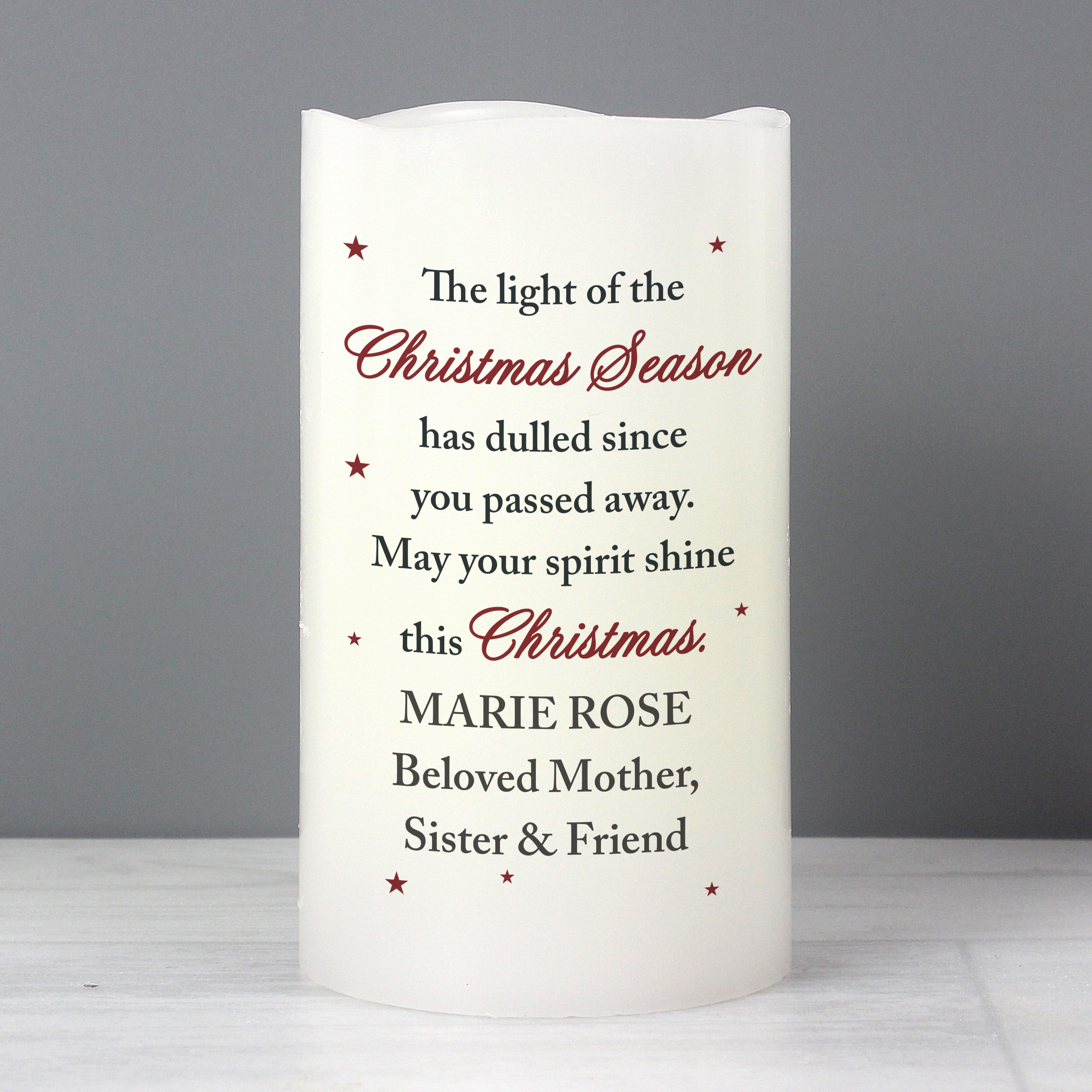Personalised Christmas Season LED Memorial Candle