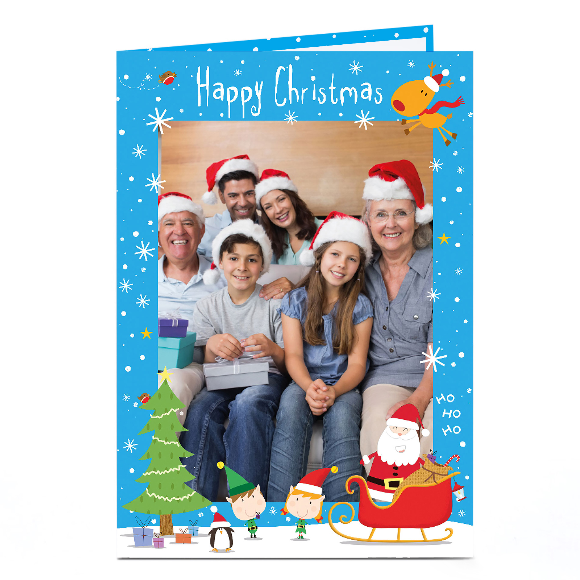 Photo Christmas Card - Santa, Elves And Rudolf