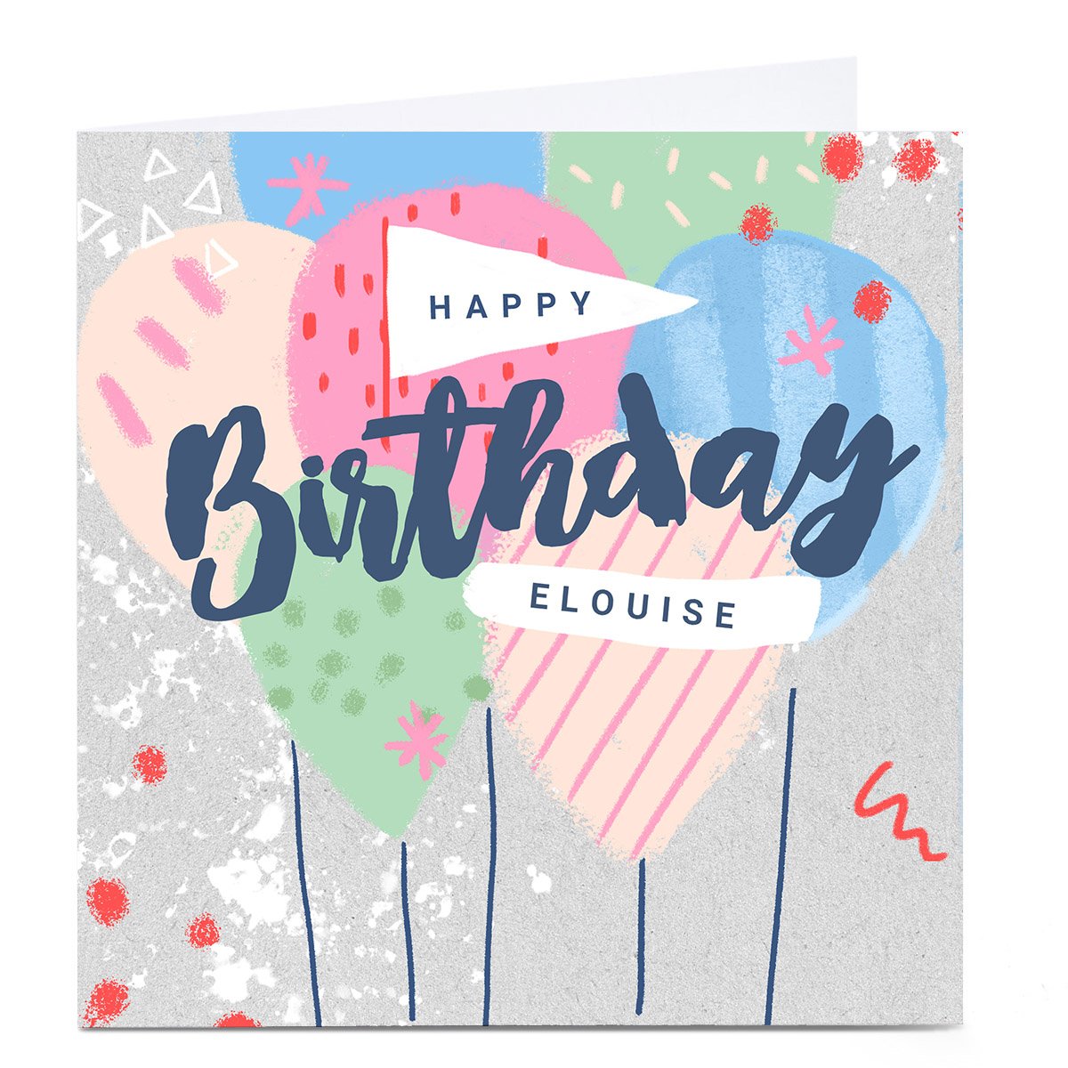 Personalised Little Mono Birthday Card - Balloons
