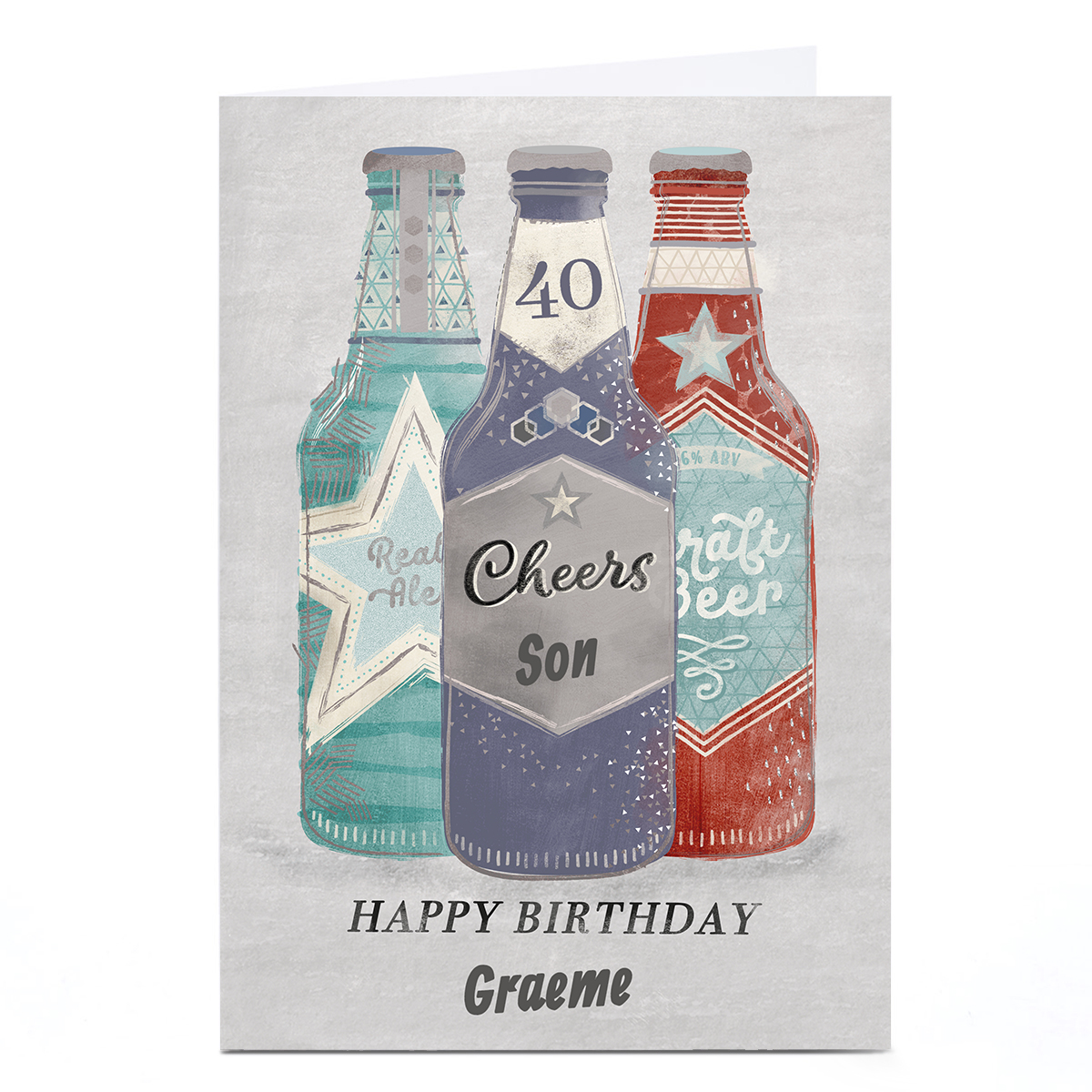 Personalised Birthday Card - Cheers Beers Son, Editable Age