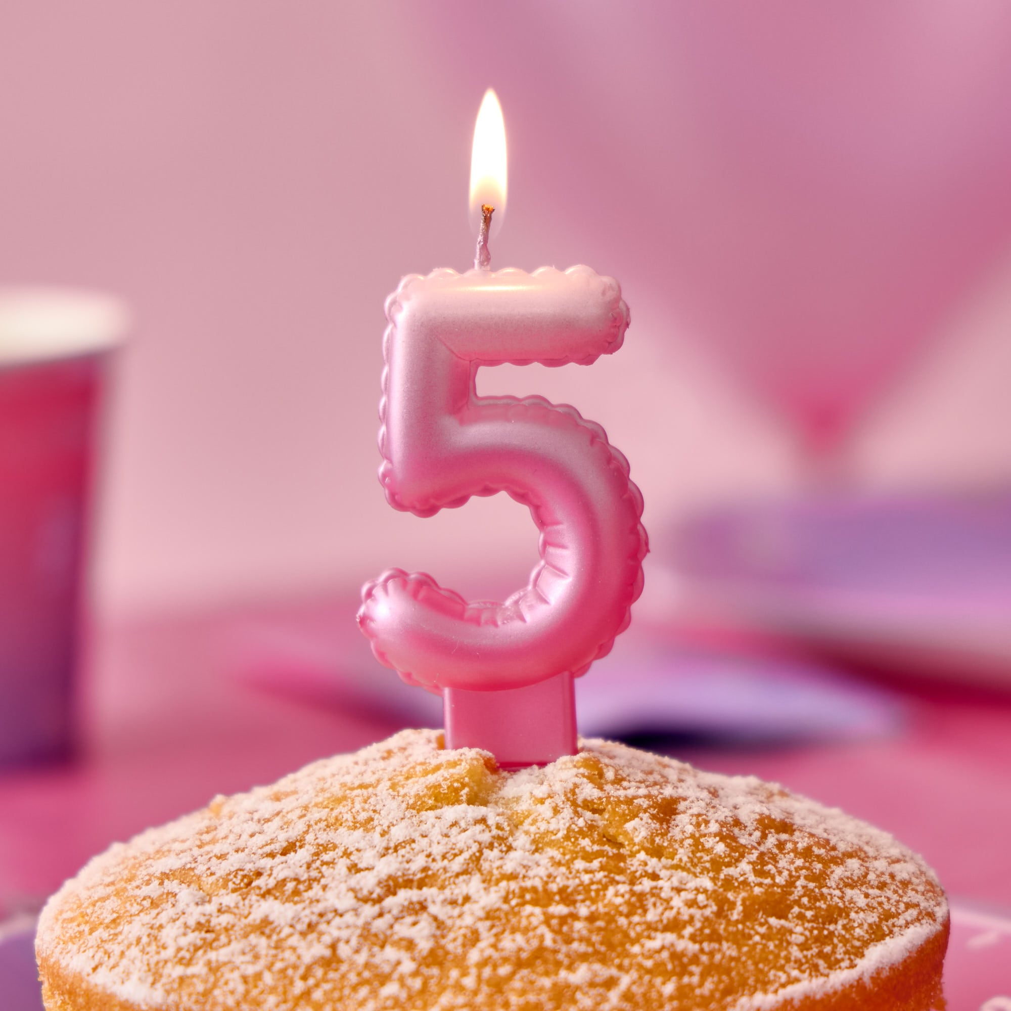 Pink Number 5 Cake Candle