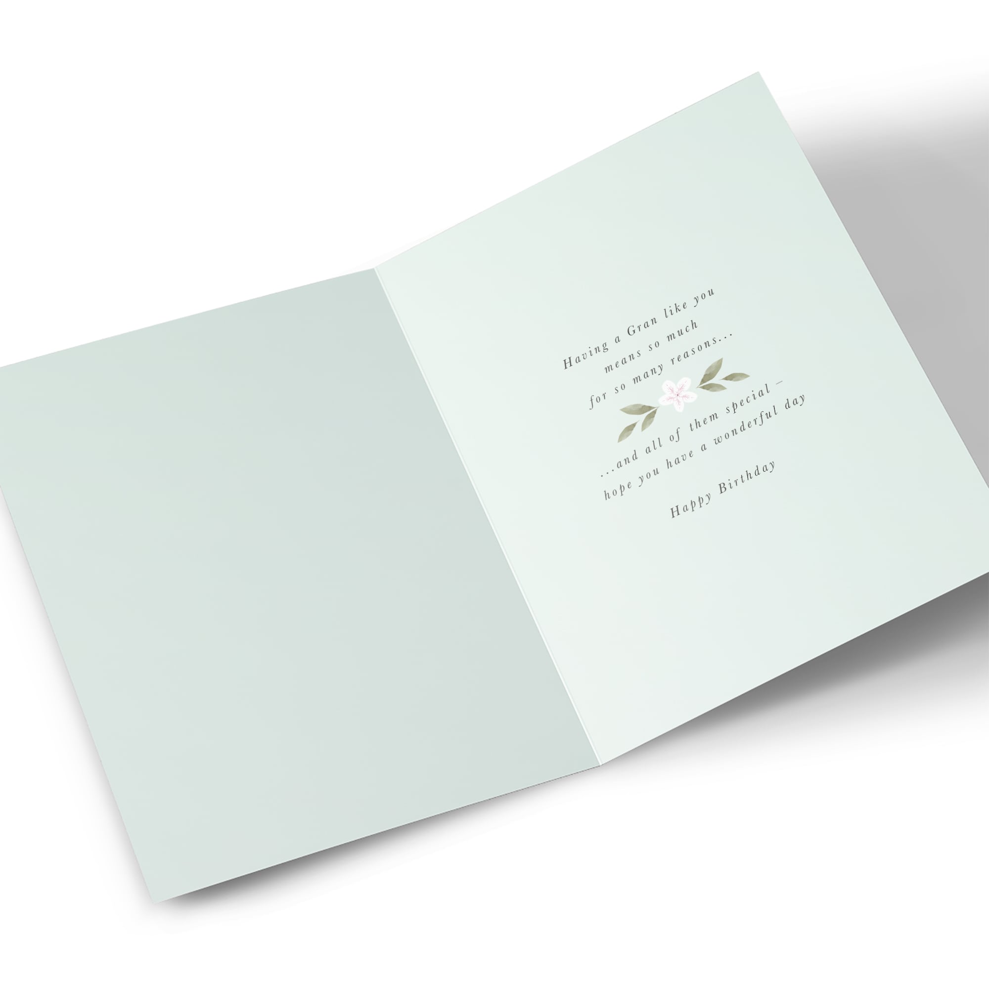 Birthday Card - Pastel Green Flower Blossom, Gran