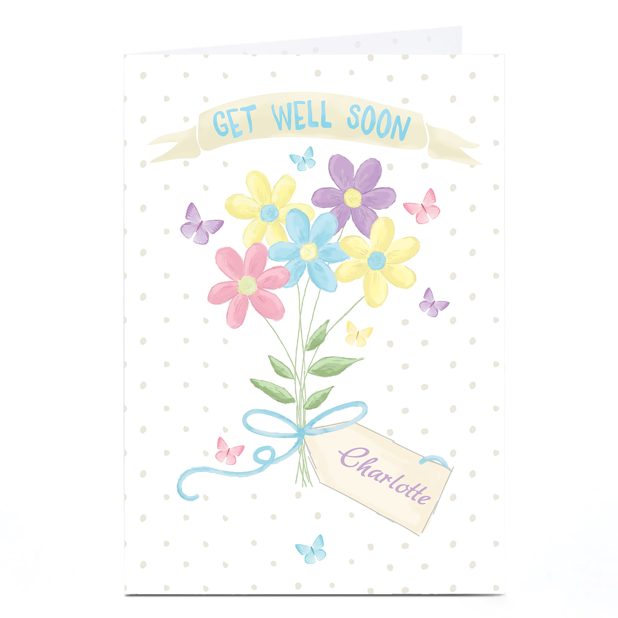 Buy Personalised Get Well Soon Card Flowers & Polka Dots for GBP 1.79
