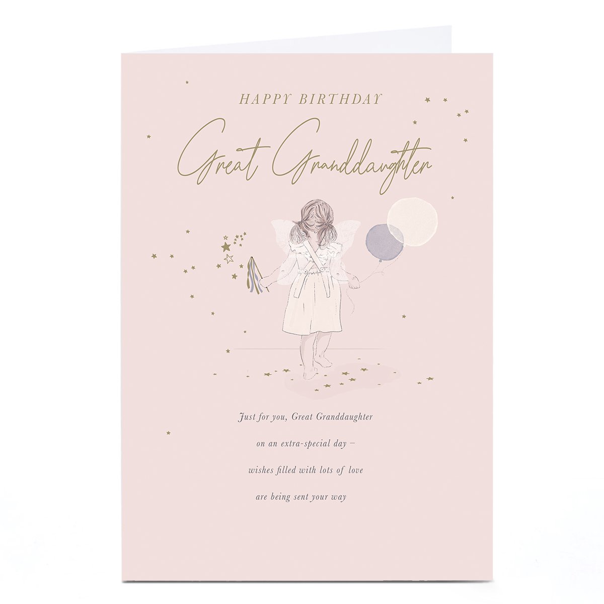 Personalised Birthday Card - Little Girl with Wings, Great Granddaughter