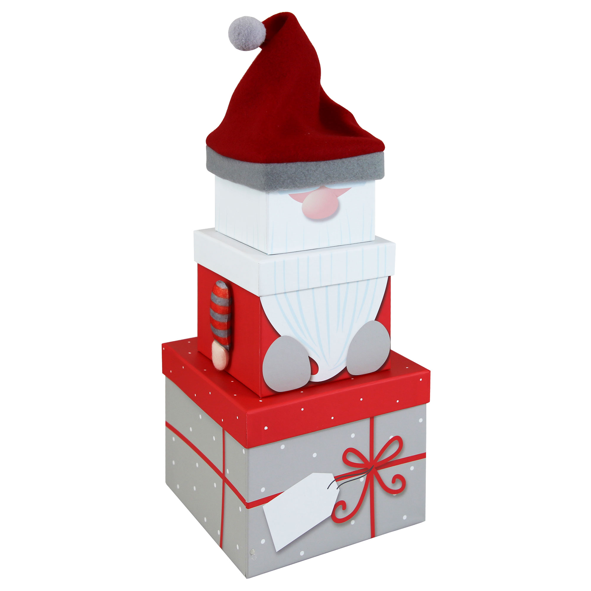 Stackable Plush Gonk Santa Gift Boxes - Set of 3