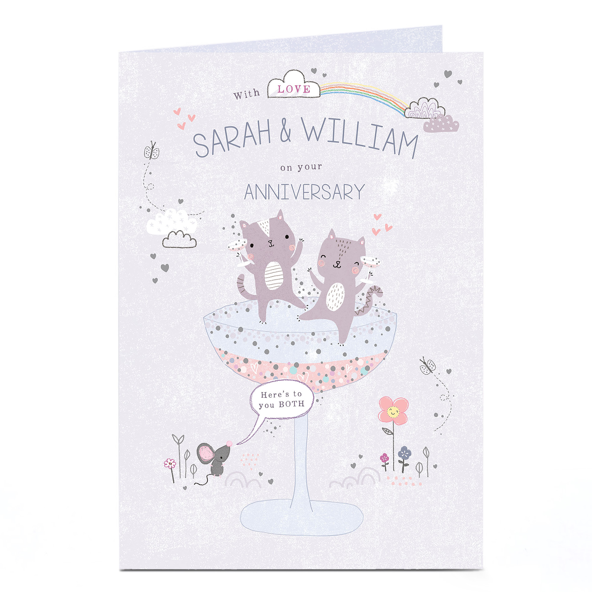 Personalised Anniversary Card - Dancing Cats & Champagne
